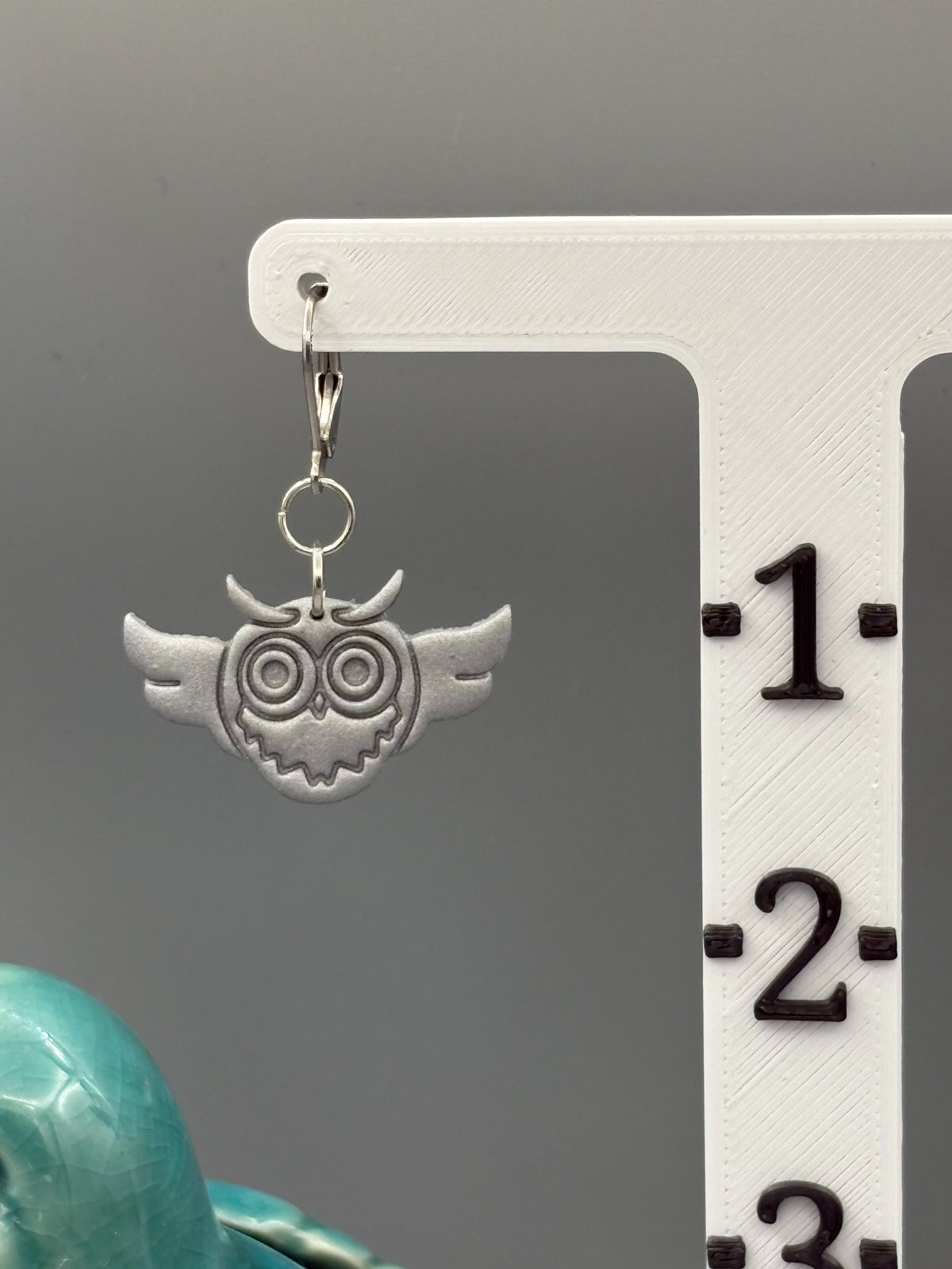 Silver Owl Dangle Earrings - handcrafted polymer clay earrings by Lakeside Clay