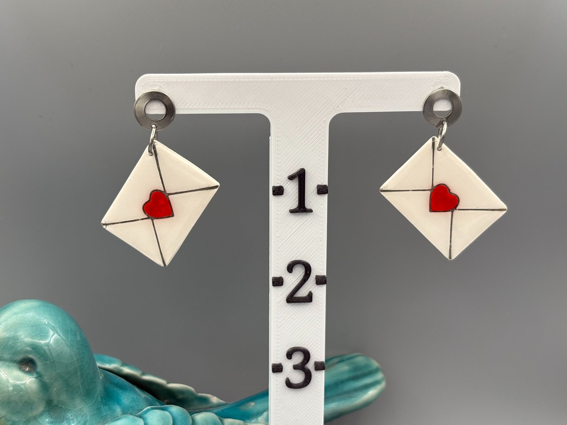 Love Letter Dangle Earrings - handcrafted polymer clay earrings by Lakeside Clay