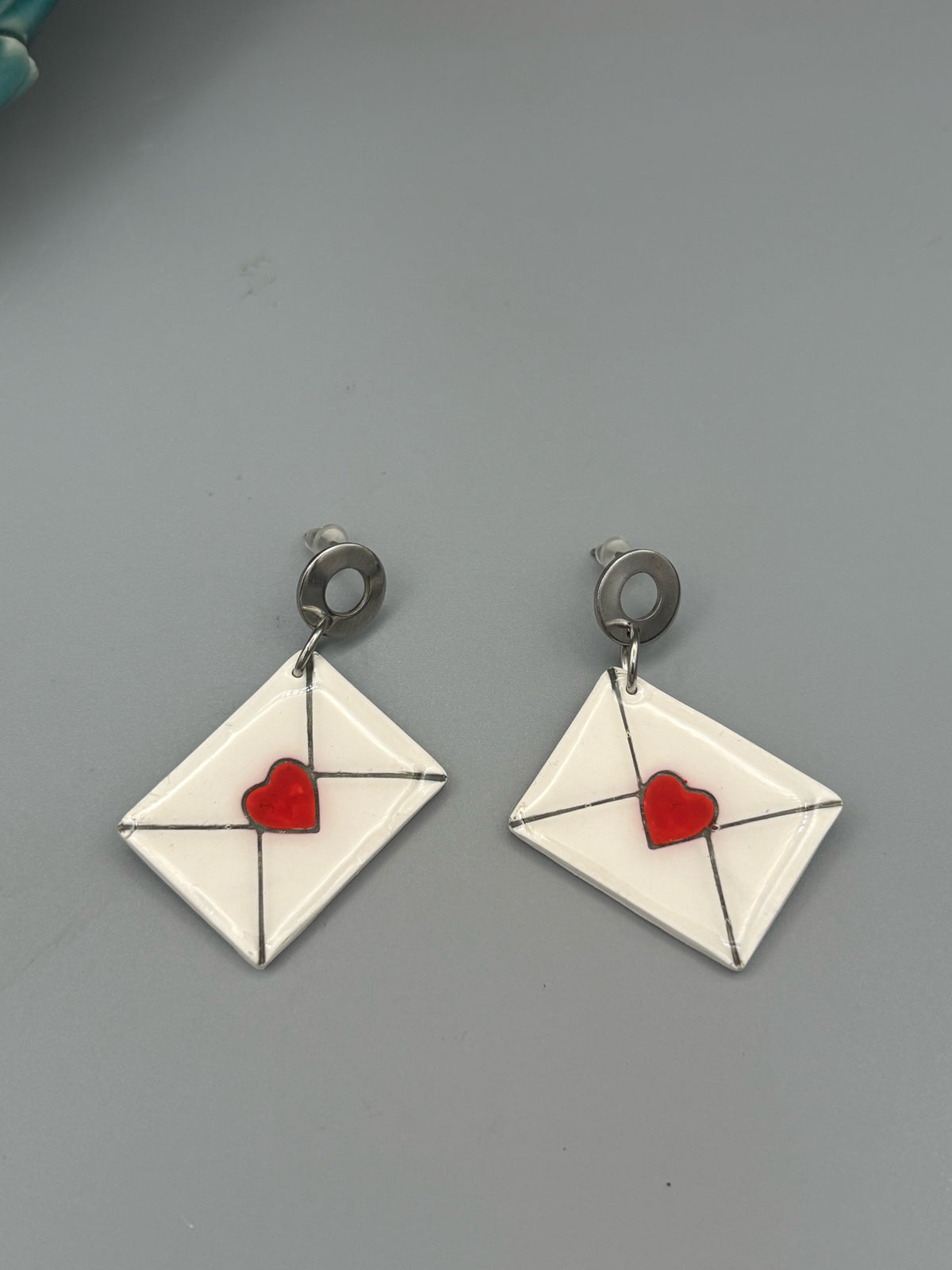 Love Letter Dangle Earrings - handcrafted polymer clay earrings by Lakeside Clay