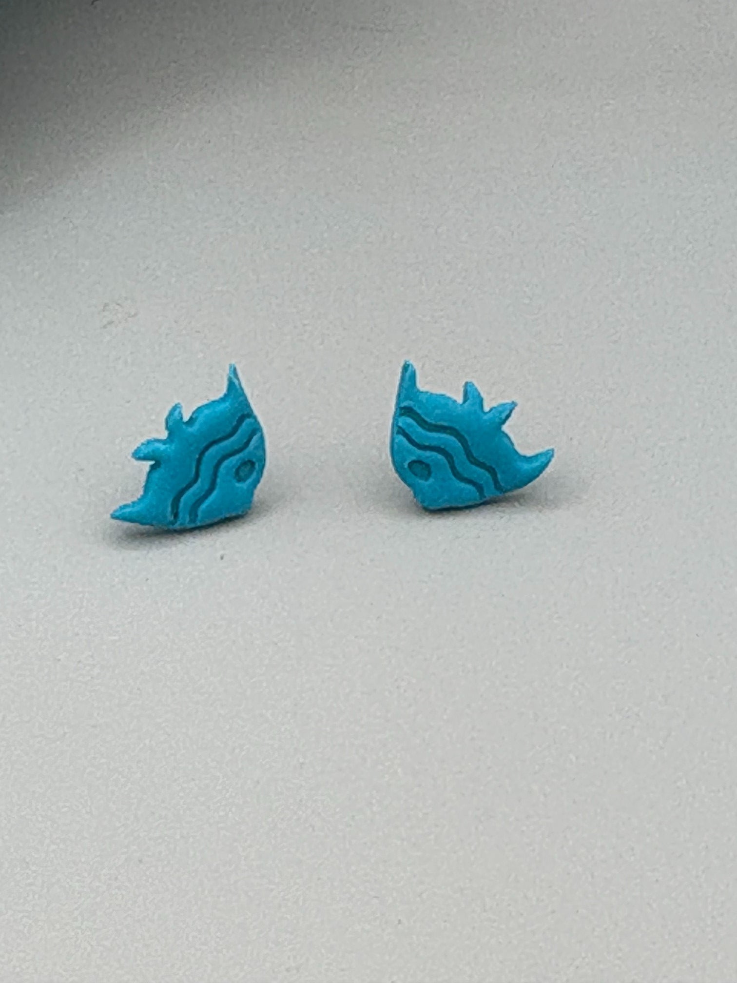 Teal Fish Stud Earrings - handcrafted polymer clay earrings by Lakeside Clay