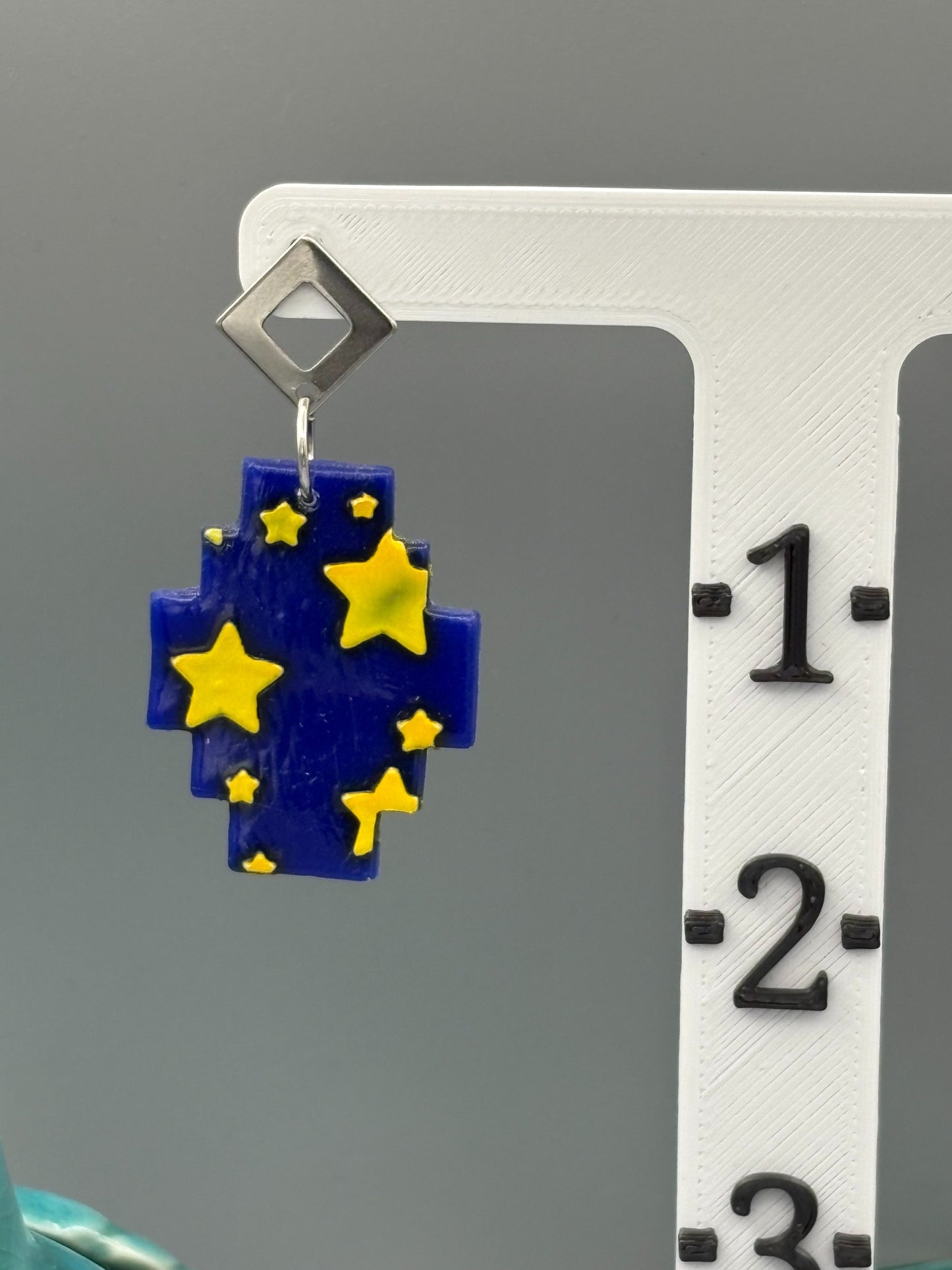 Starry Sky Geometric Dangle Earrings - handcrafted polymer clay earrings by Lakeside Clay