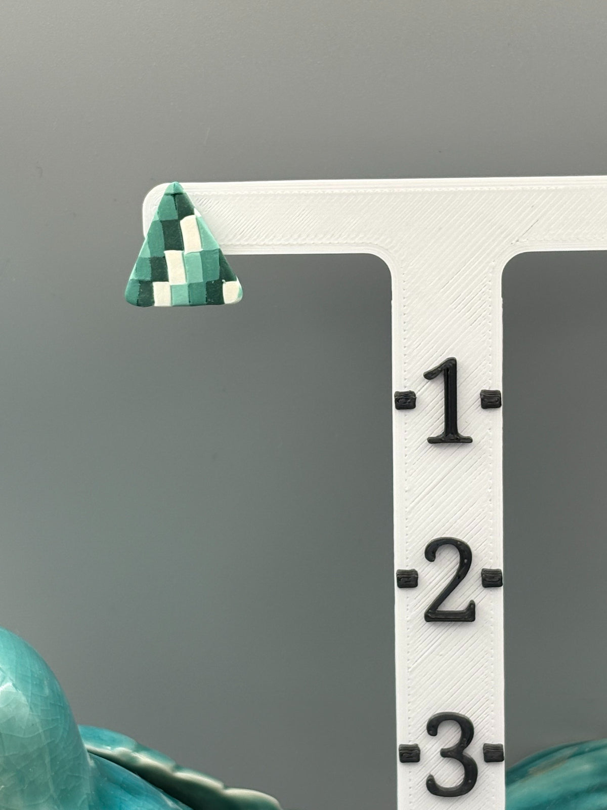 Green Checkered Triangle Stud Earrings - handcrafted polymer clay earrings by Lakeside Clay