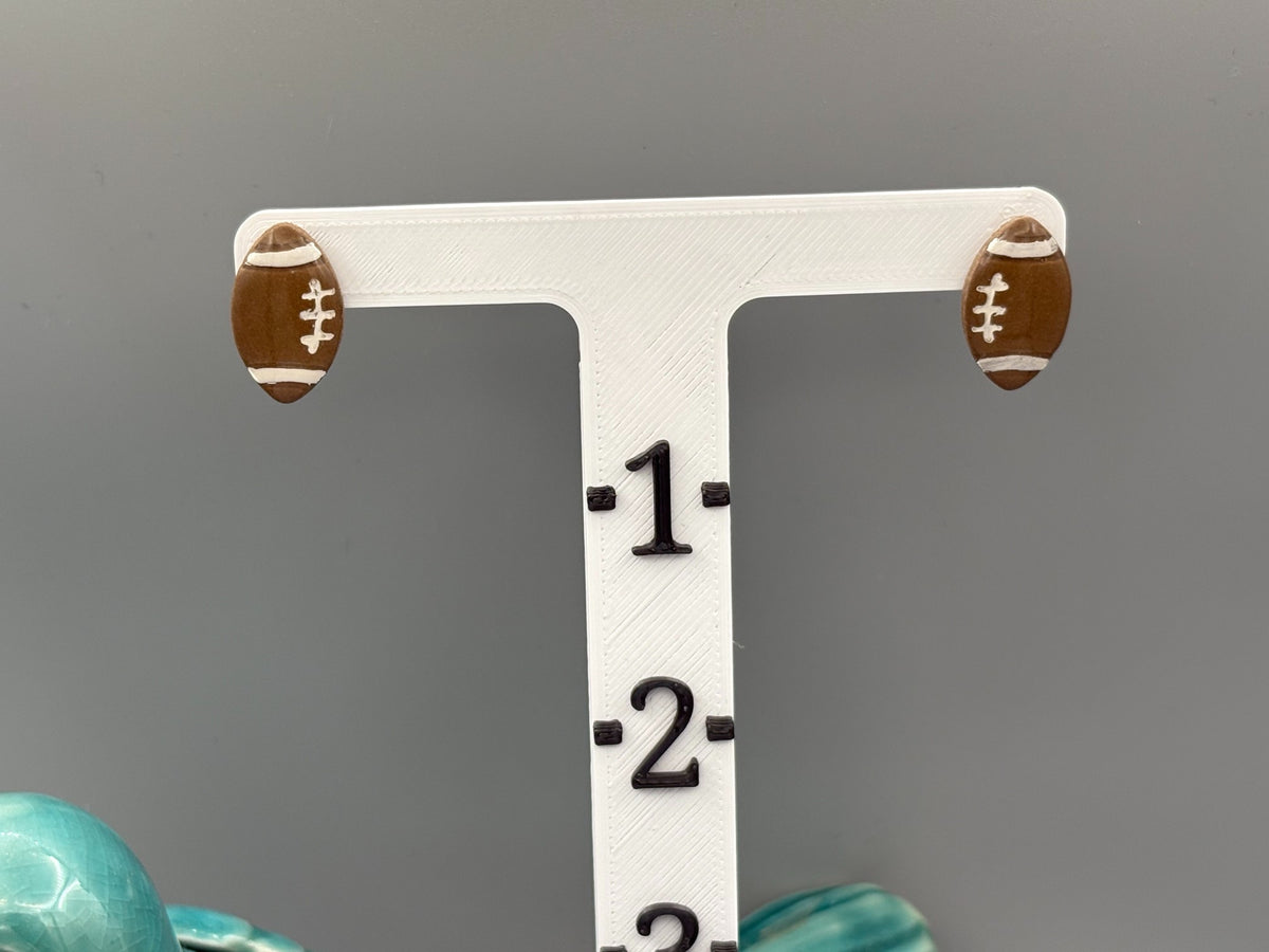 Football Stud Earrings - handcrafted polymer clay earrings by Lakeside Clay