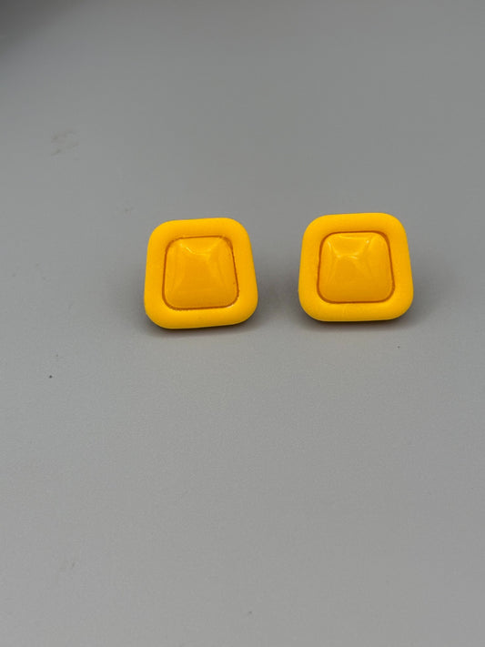 Yellow Trapezoid Stud Earrings - handcrafted polymer clay earrings by Lakeside Clay