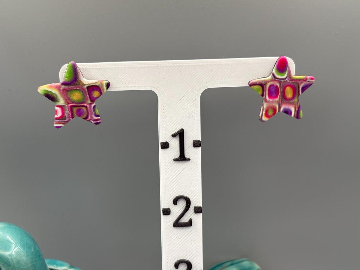 Retro Star Stud Earrings - handcrafted polymer clay earrings by Lakeside Clay