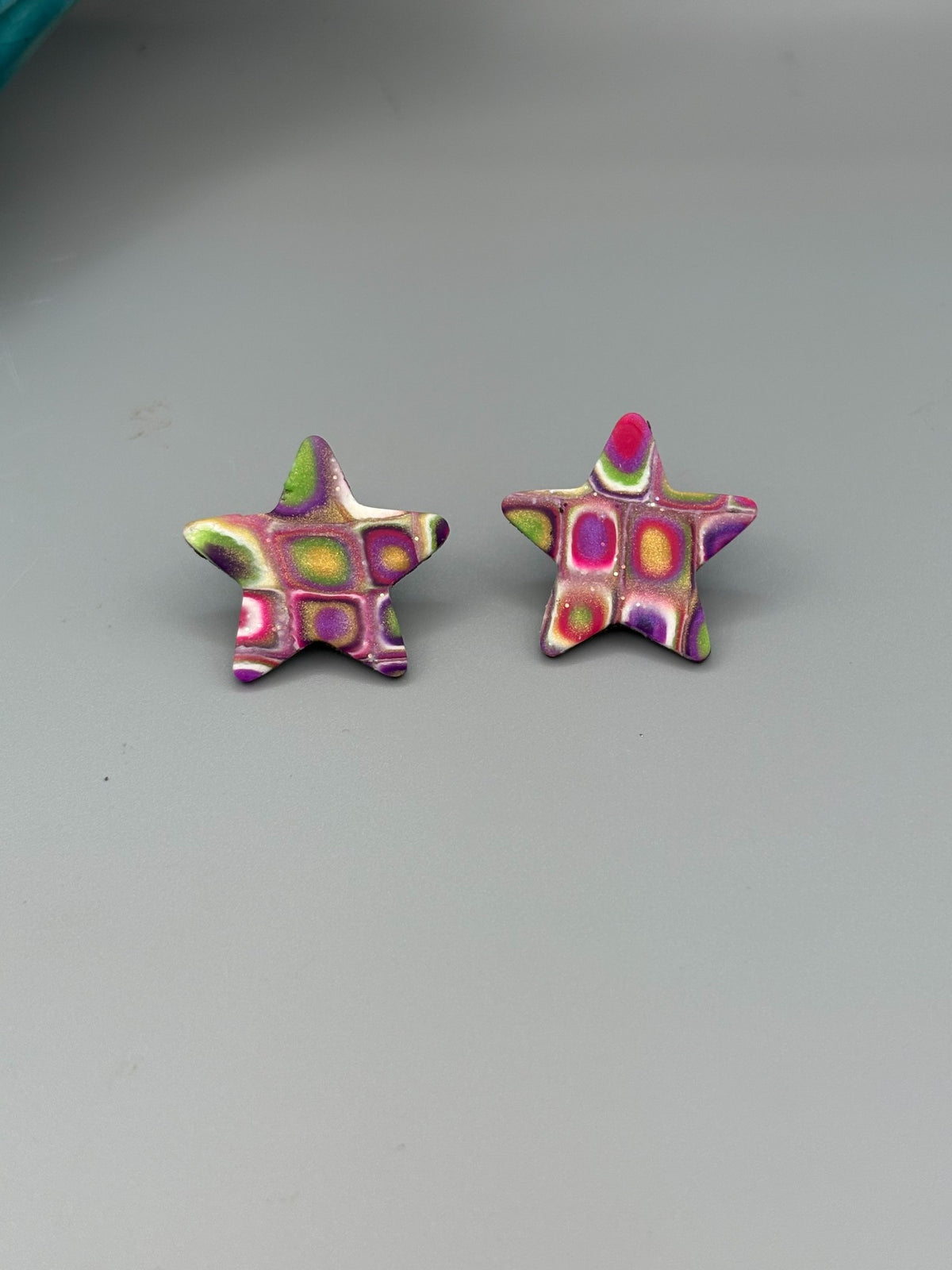 Retro Star Stud Earrings - handcrafted polymer clay earrings by Lakeside Clay