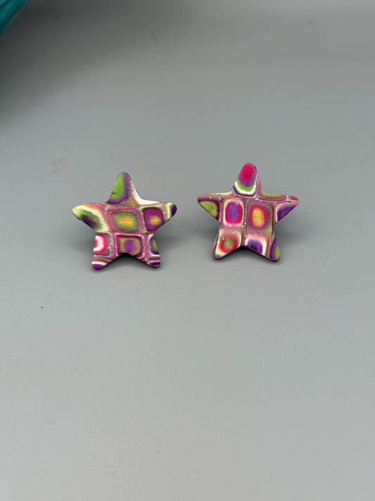 Retro Star Stud Earrings - handcrafted polymer clay earrings by Lakeside Clay