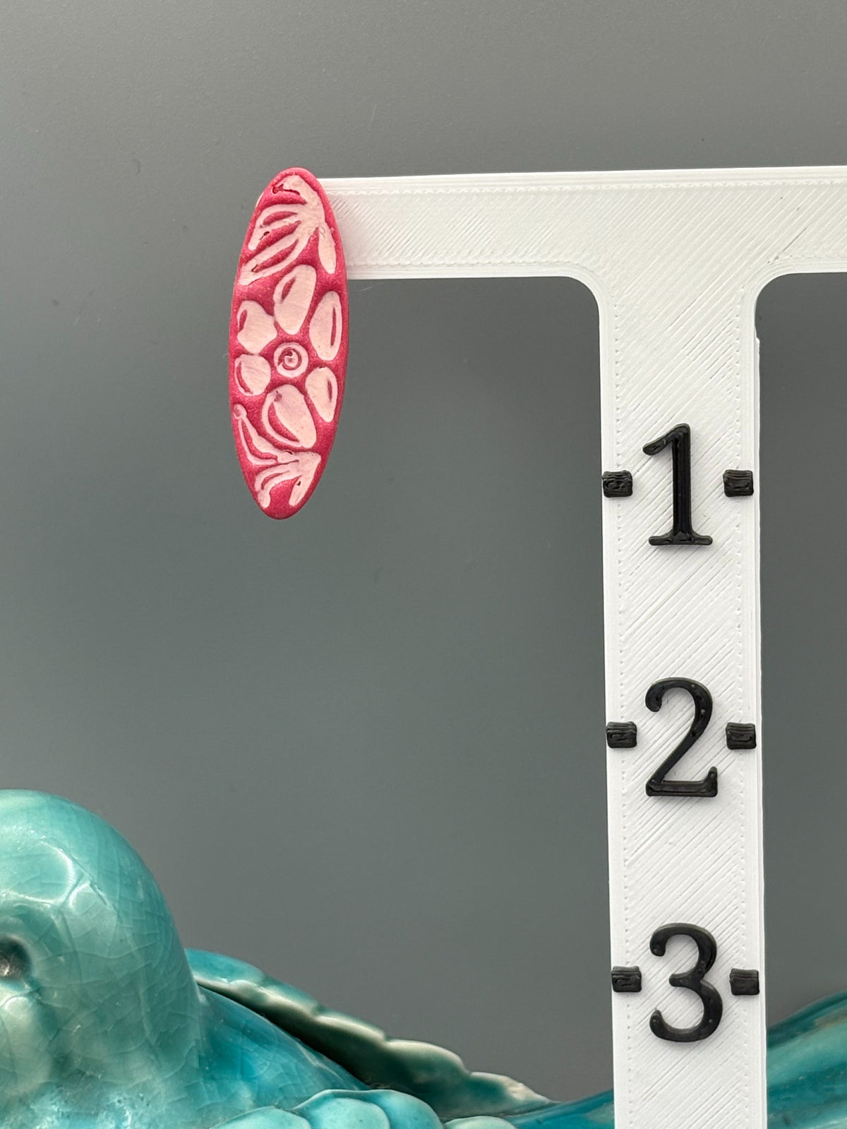 Pink Hibiscus Oval Stud Earrings