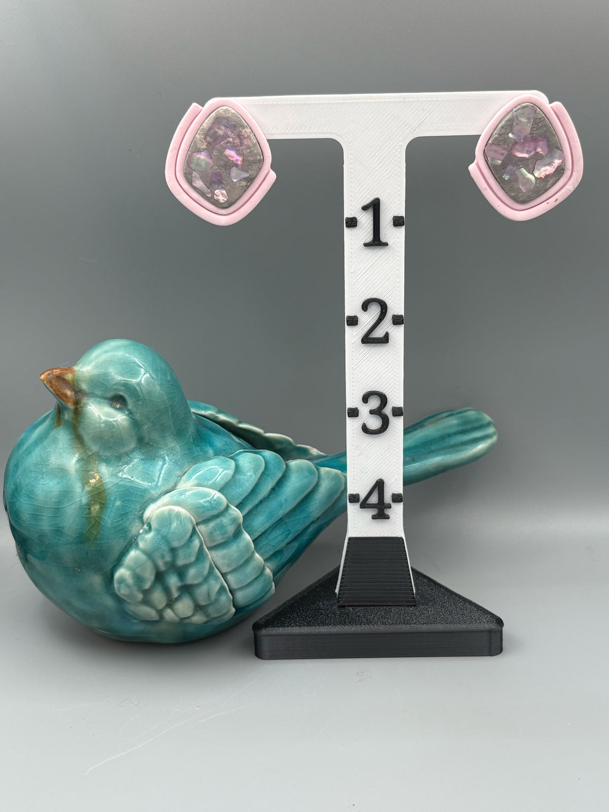 Pink Tidal Fragments Framed Stud Earrings