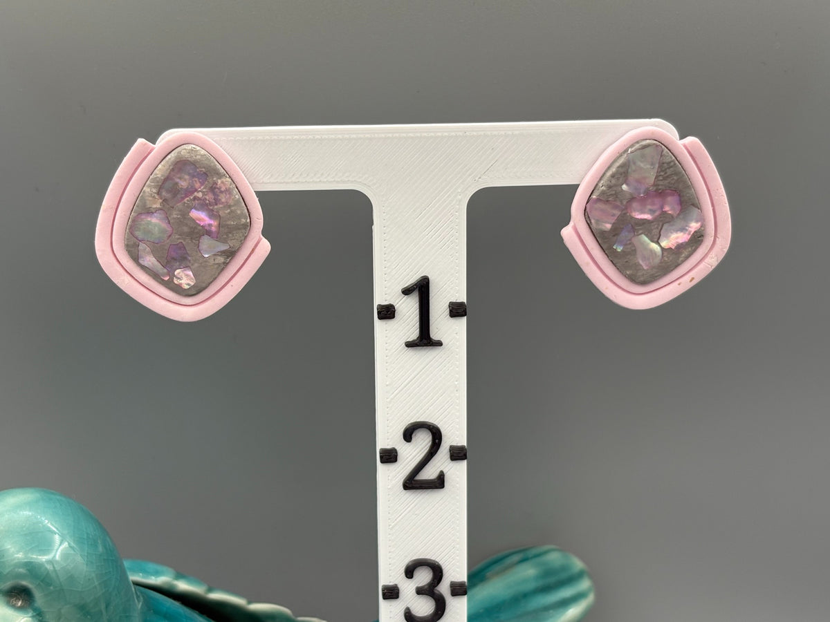 Pink Tidal Fragments Framed Stud Earrings