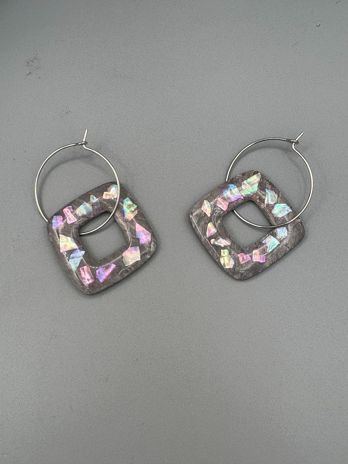 Smoke Tidal Fragments Square Hoop Earrings