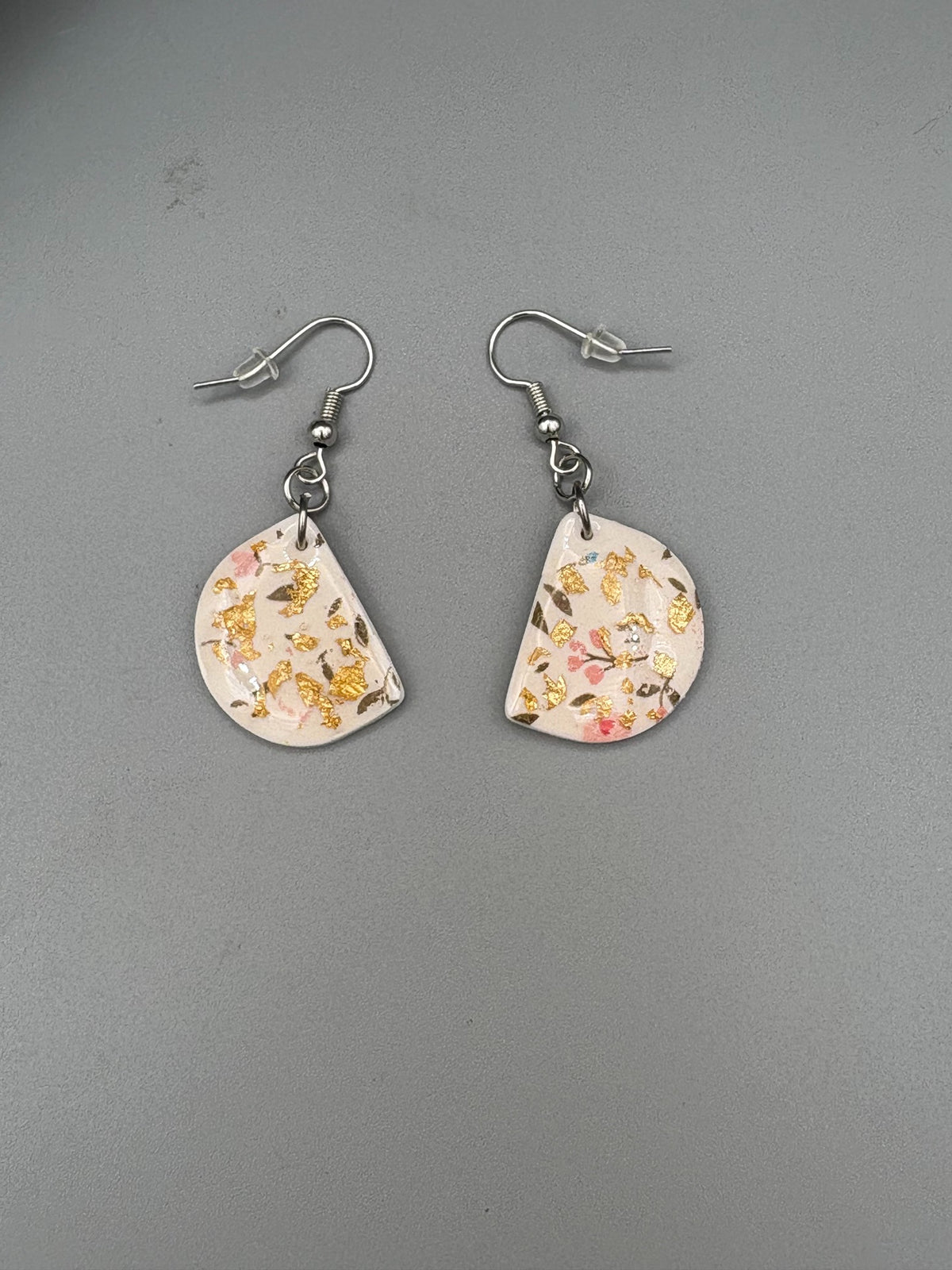 Blush & Gold Foil Dangle Earrings