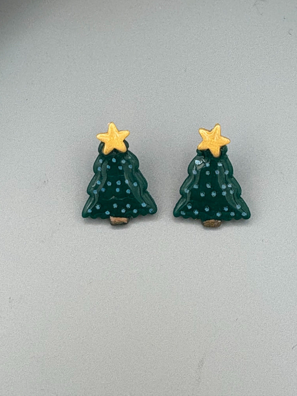 Christmas Tree Stud Earrings - handcrafted polymer clay earrings by Lakeside Clay