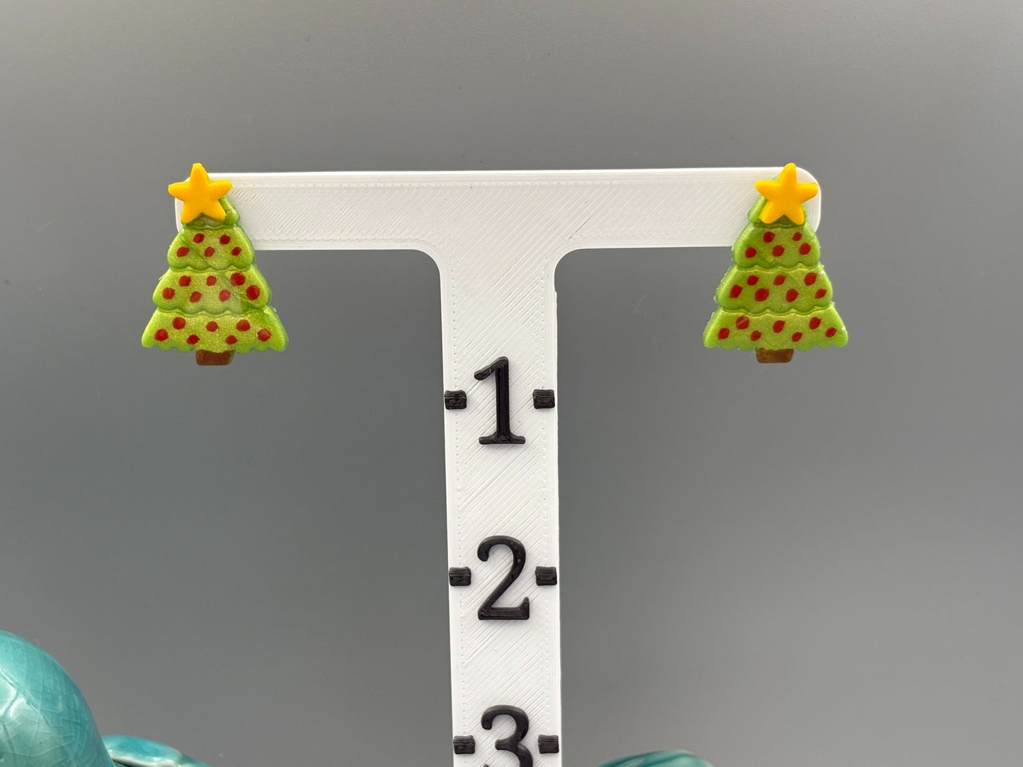 Christmas Tree Stud Earrings - handcrafted polymer clay earrings by Lakeside Clay