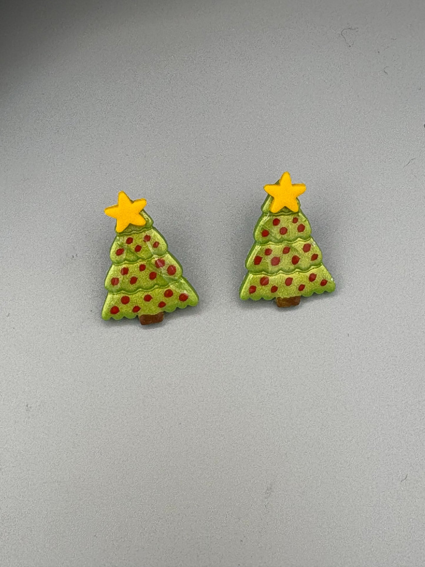 Christmas Tree Stud Earrings - handcrafted polymer clay earrings by Lakeside Clay