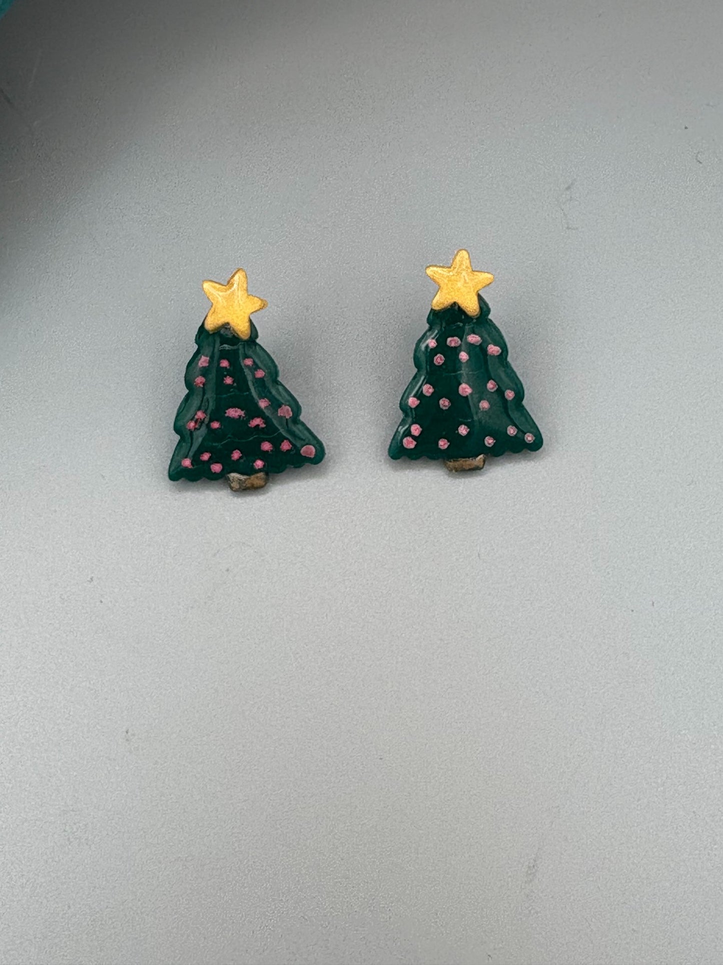 Christmas Tree Stud Earrings - handcrafted polymer clay earrings by Lakeside Clay