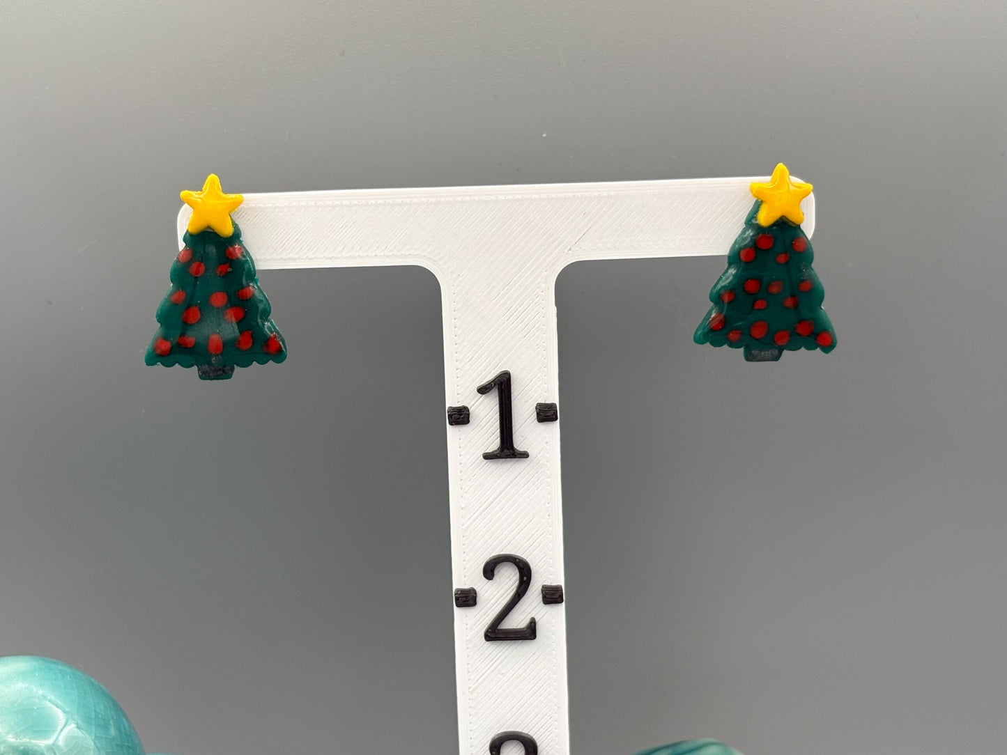 Christmas Tree Stud Earrings - handcrafted polymer clay earrings by Lakeside Clay