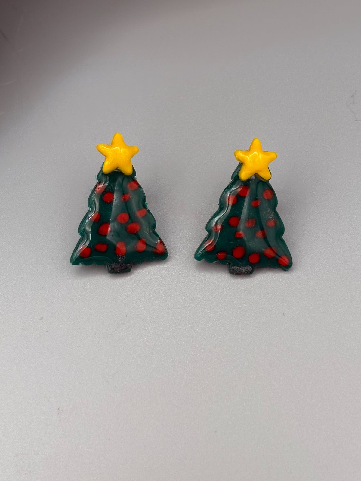 Christmas Tree Stud Earrings - handcrafted polymer clay earrings by Lakeside Clay