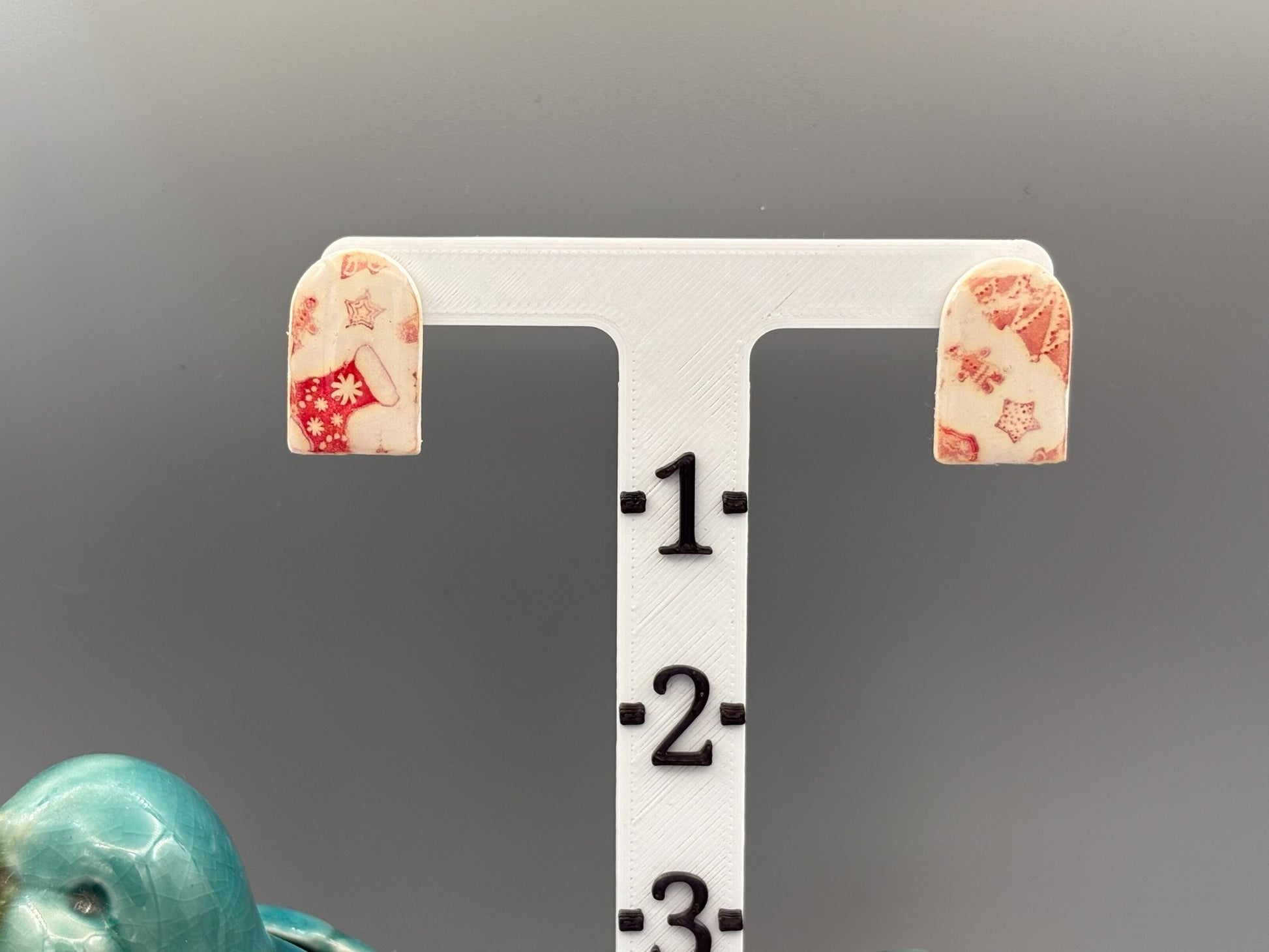 Red & White Christmas Arch Stud Earrings - handcrafted polymer clay earrings by Lakeside Clay