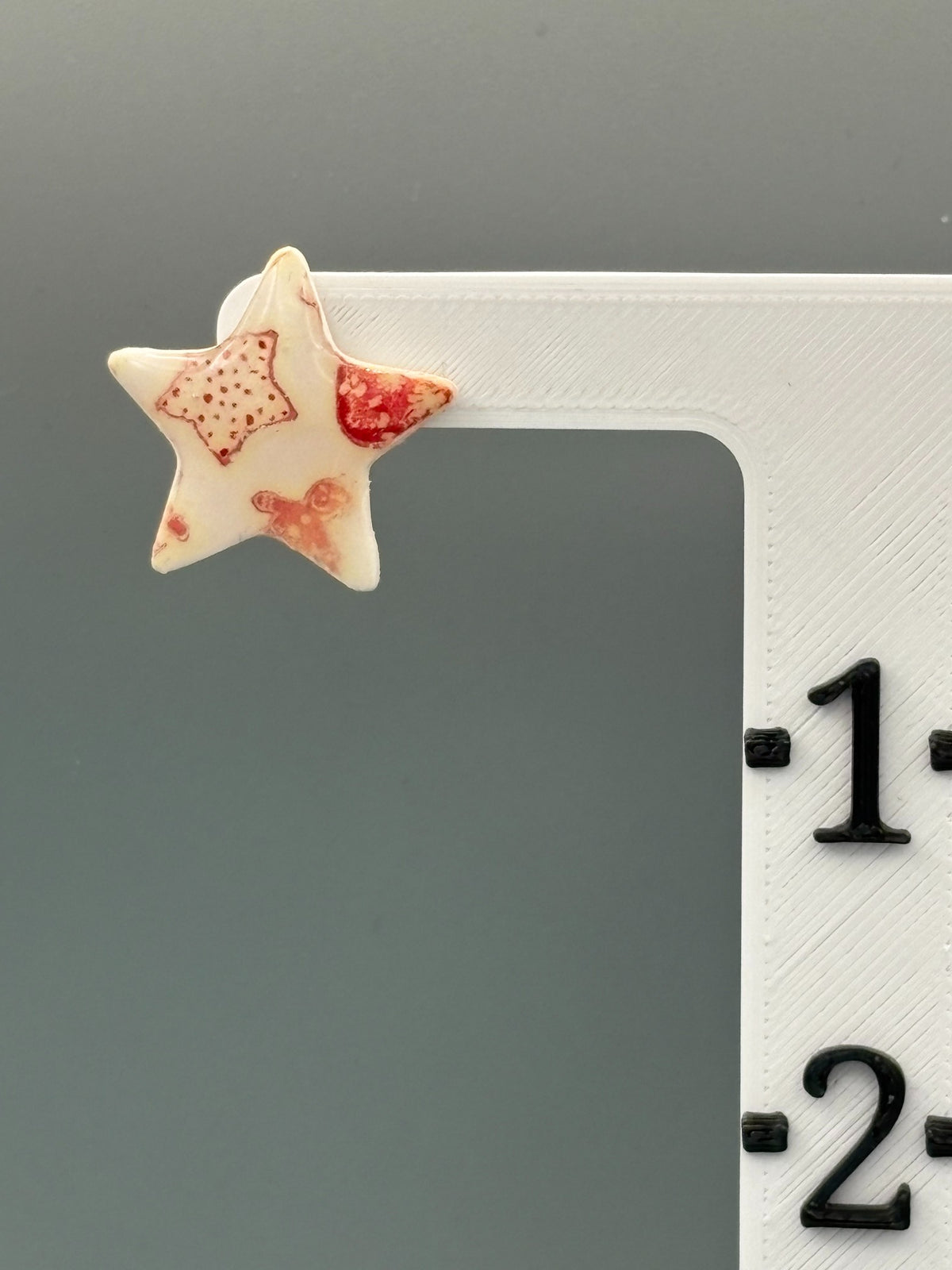 Red & White Christmas Star Stud Earrings - handcrafted polymer clay earrings by Lakeside Clay