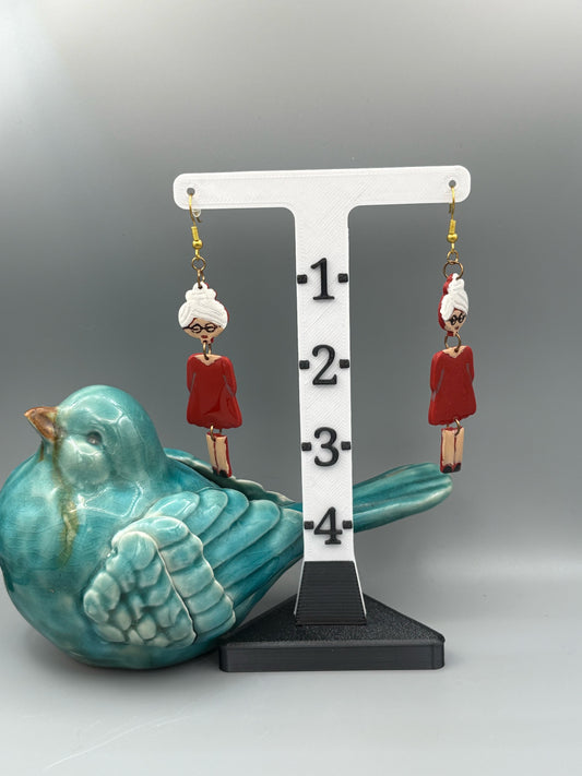 Mrs Claus Dangle Earrings - handcrafted polymer clay earrings by Lakeside Clay