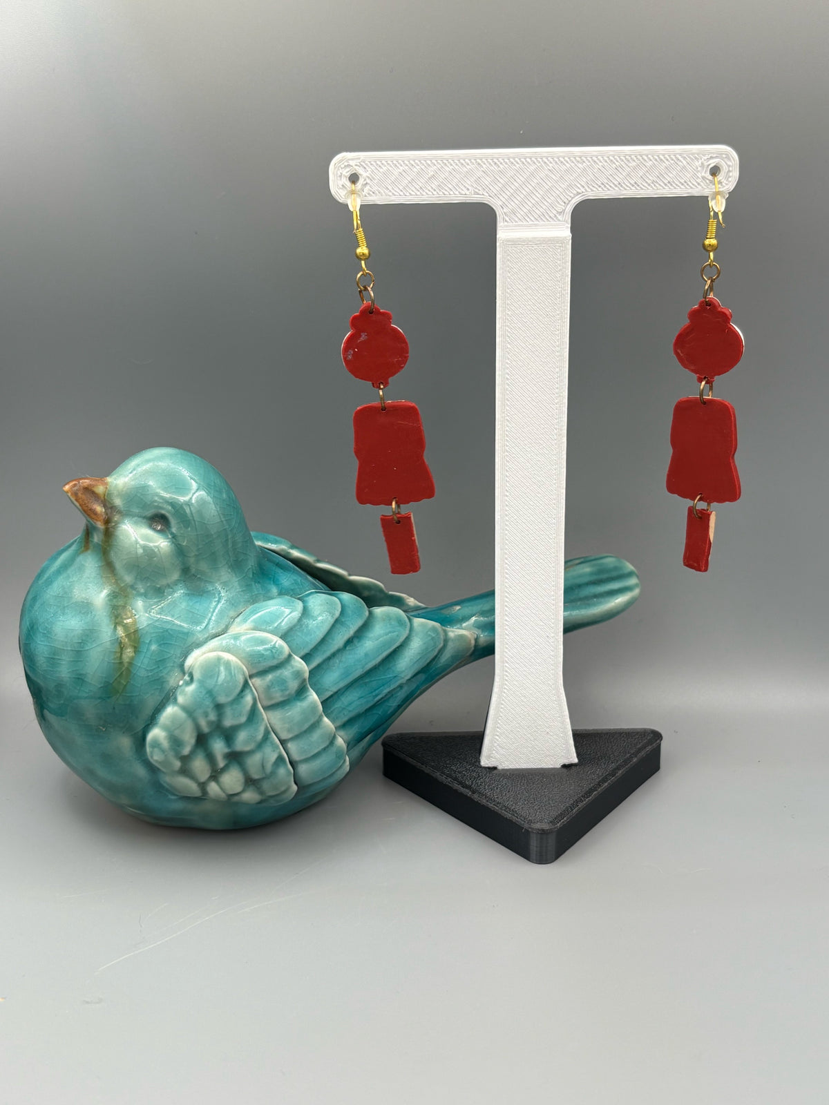 Mrs Claus Dangle Earrings - handcrafted polymer clay earrings by Lakeside Clay