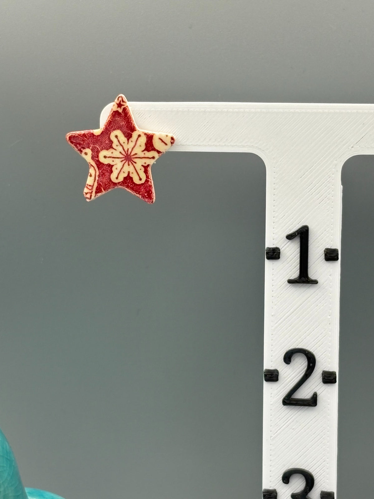 Red Christmas Star Stud Earrings - handcrafted polymer clay earrings by Lakeside Clay