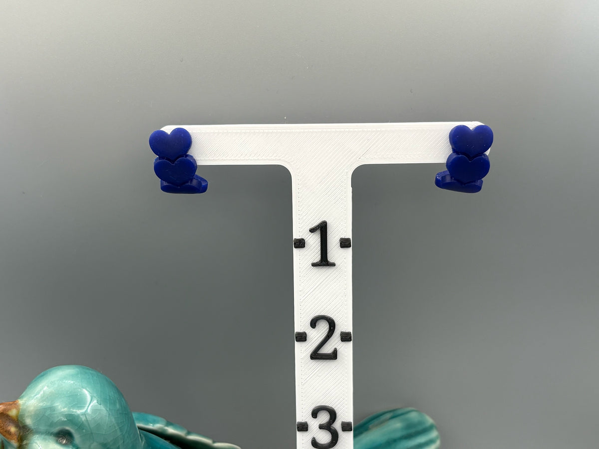 Blue Heart Huggie Earrings - handcrafted polymer clay earrings by Lakeside Clay