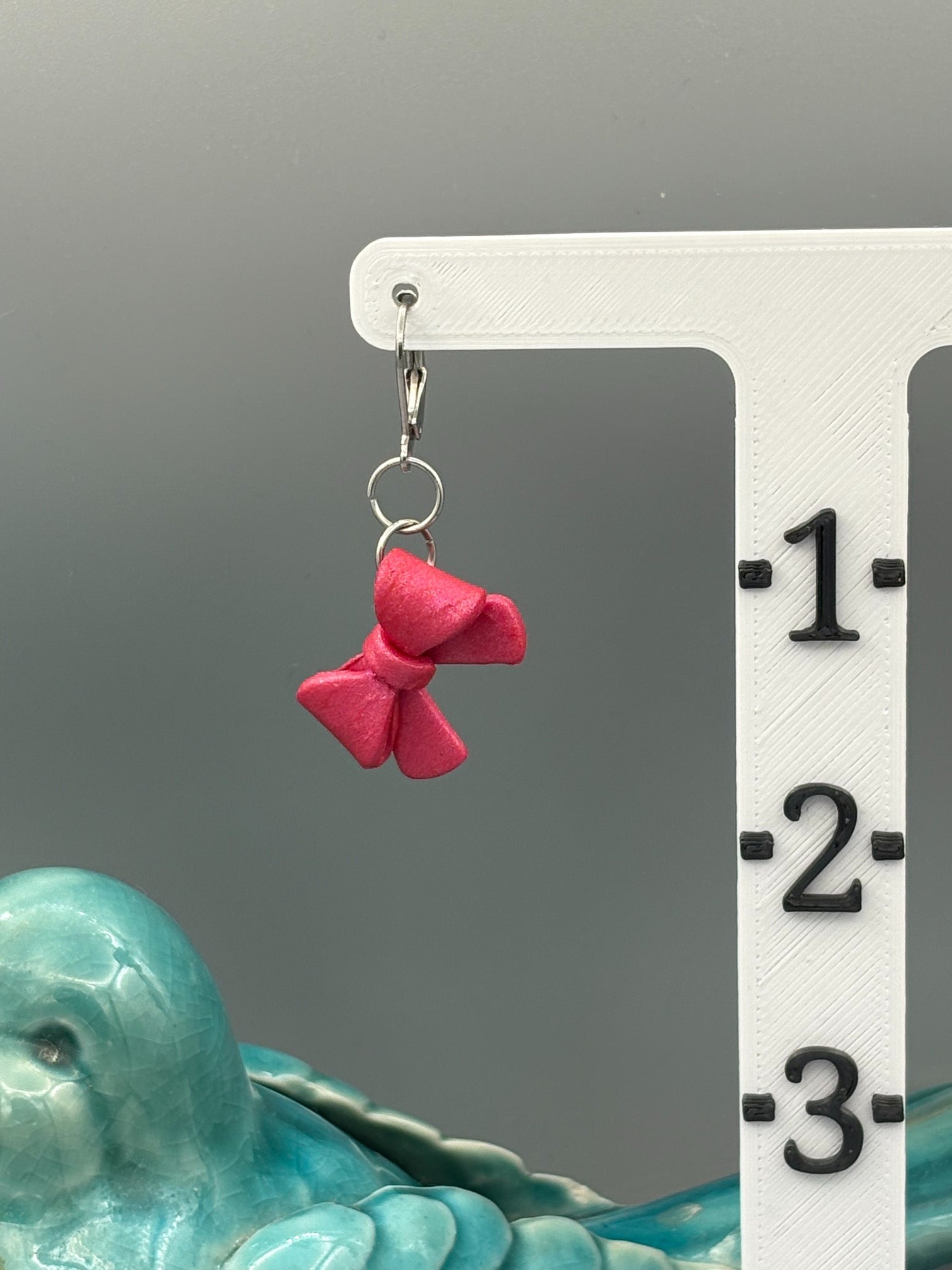 Pink Bow Dangle Earrings - handcrafted polymer clay earrings by Lakeside Clay