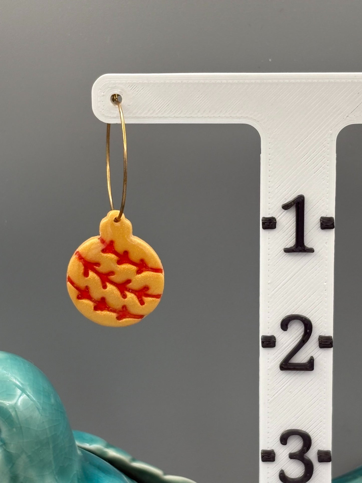 Gold & Red Bauble Hoop Earrings - handcrafted polymer clay earrings by Lakeside Clay