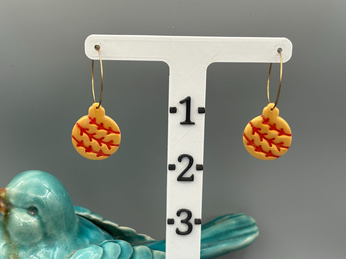 Gold & Red Bauble Hoop Earrings - handcrafted polymer clay earrings by Lakeside Clay