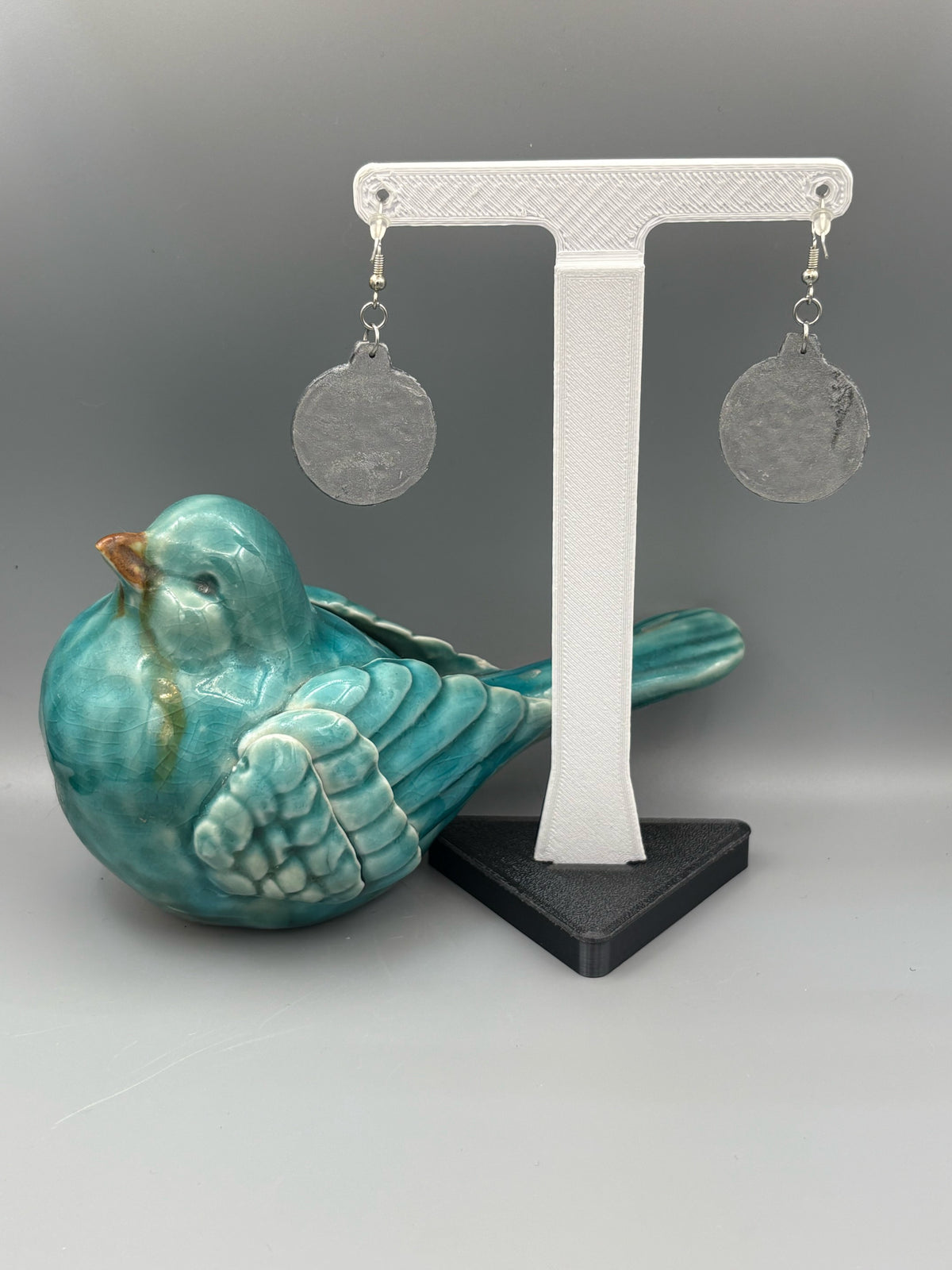 Tri-Colour Silver Bauble Dangle Earrings - handcrafted polymer clay earrings by Lakeside Clay