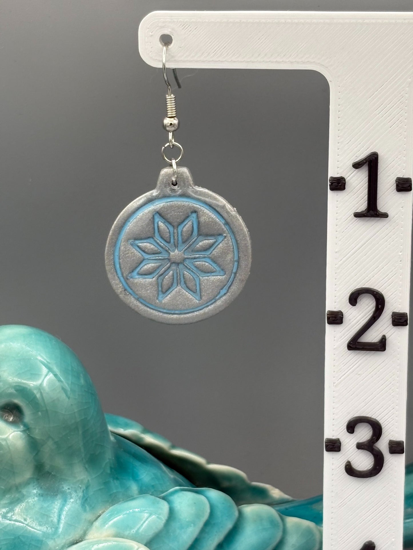 Silver & Blue Bauble Dangle Earrings - handcrafted polymer clay earrings by Lakeside Clay