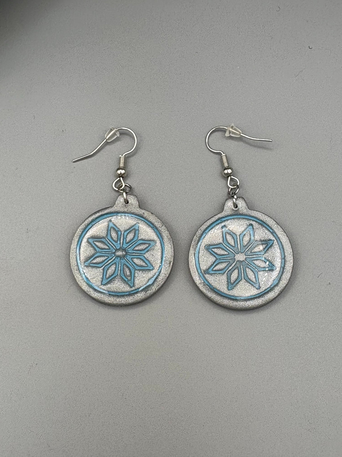 Silver & Blue Bauble Dangle Earrings - handcrafted polymer clay earrings by Lakeside Clay