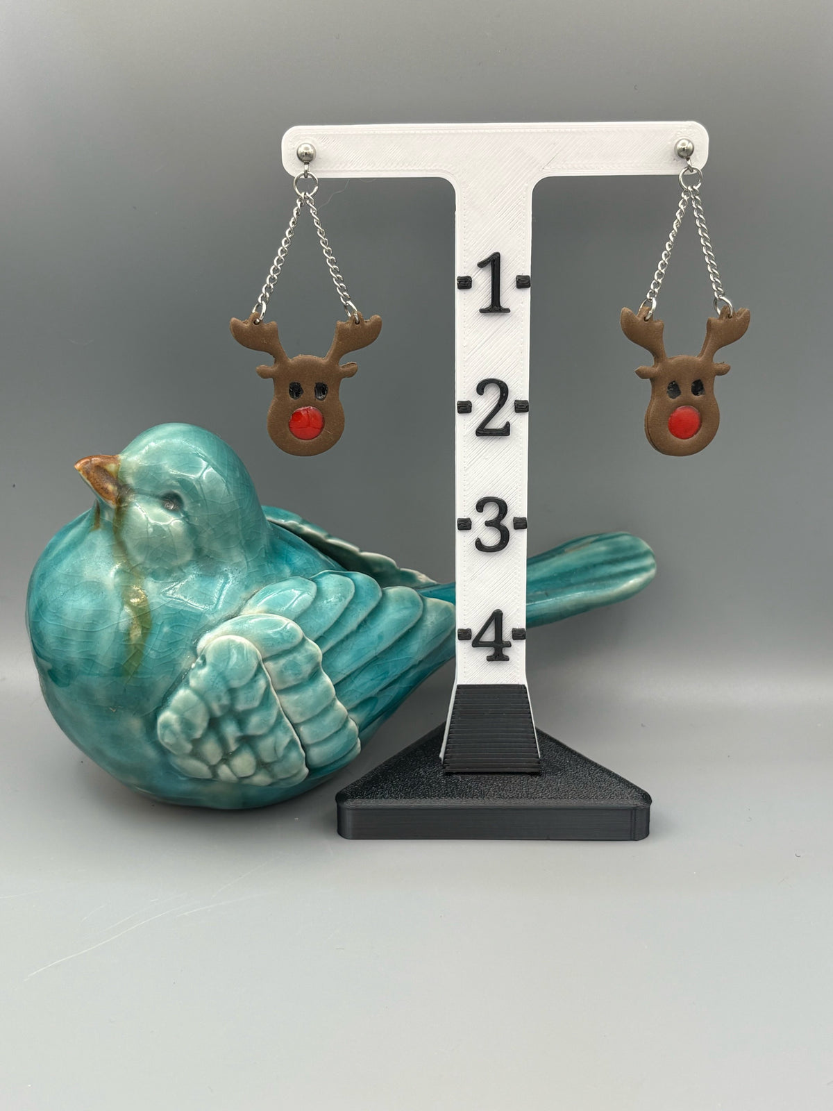 Rudolph Dangle Earrings - handcrafted polymer clay earrings by Lakeside Clay