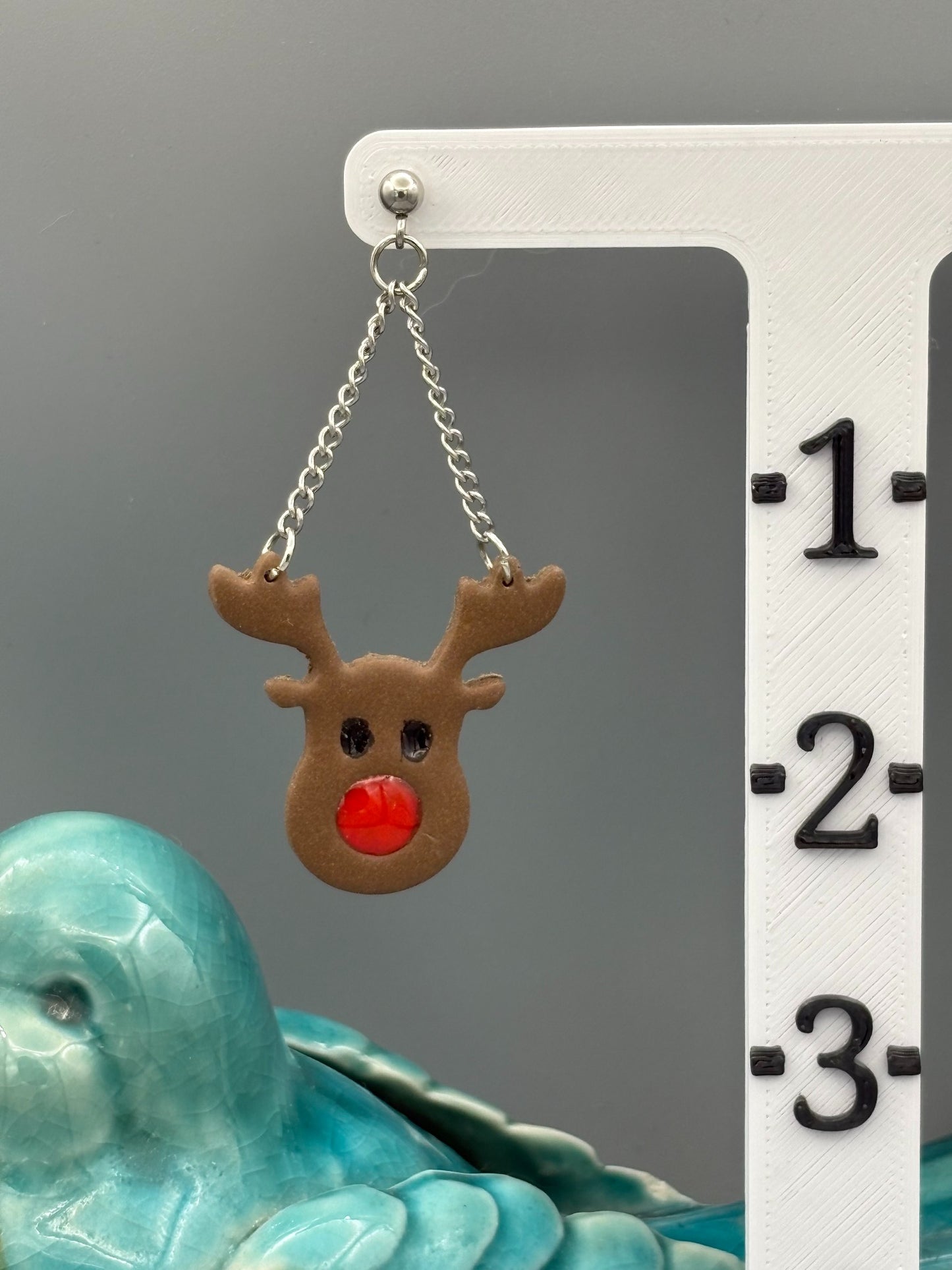 Rudolph Dangle Earrings - handcrafted polymer clay earrings by Lakeside Clay