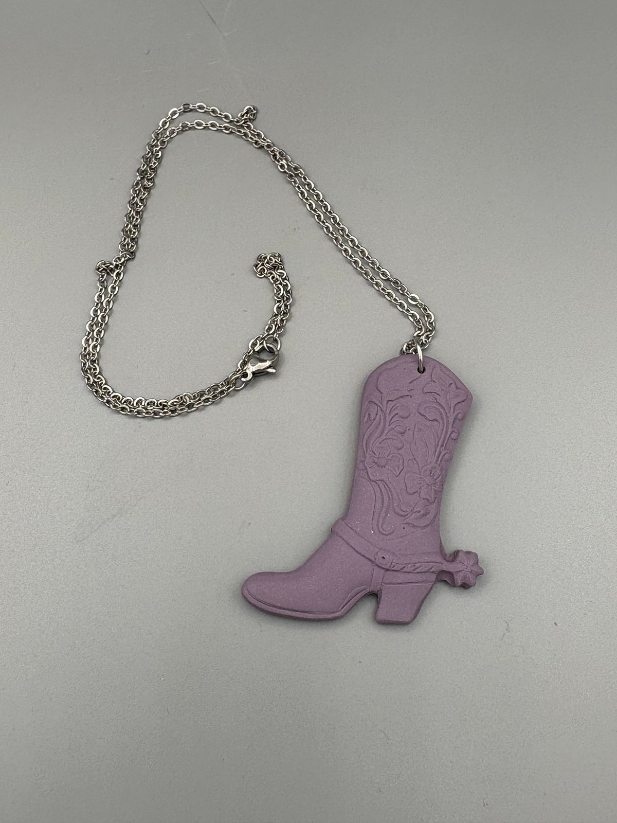 Lilac Cowboy Boot Necklace