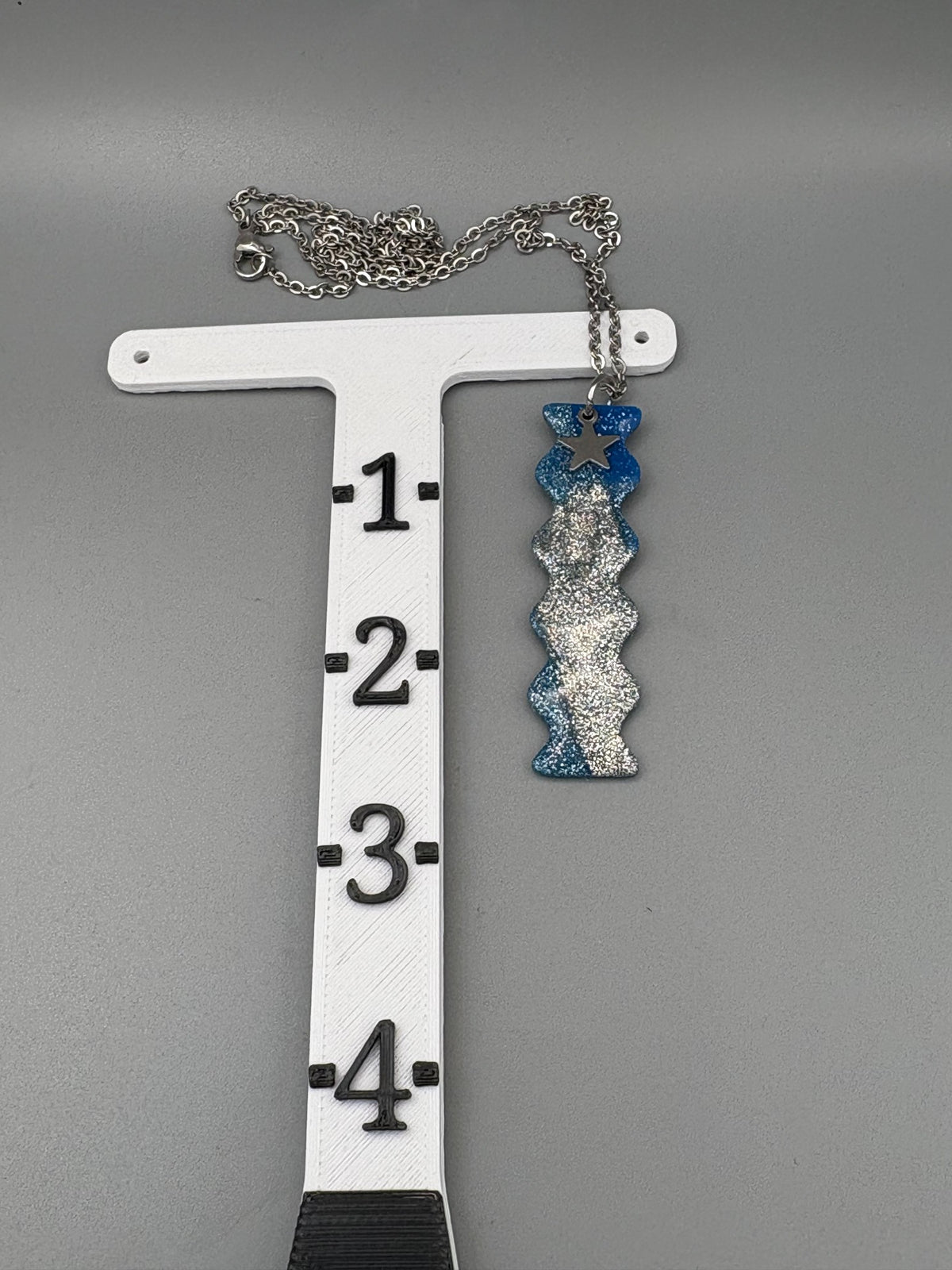 Blue & Silver Squiggle Necklace with Star Charm