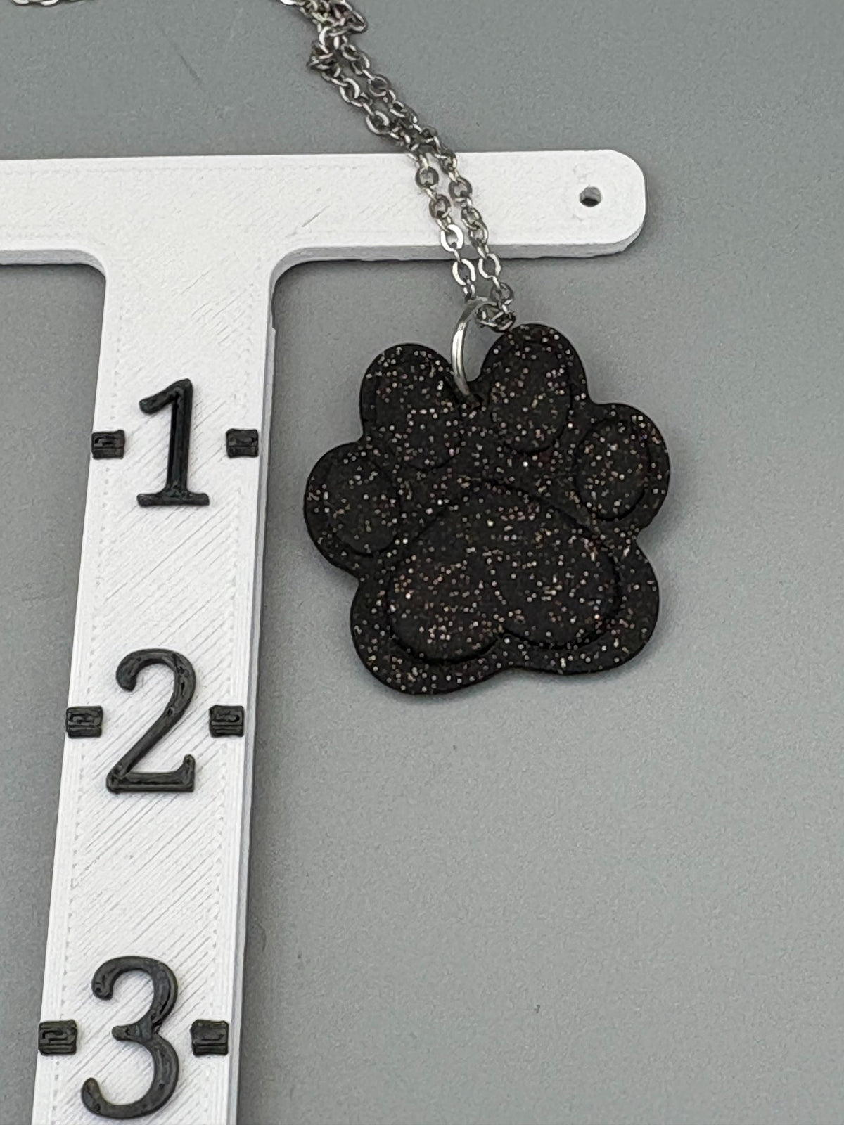 Sparkly Black Paw Print Necklace