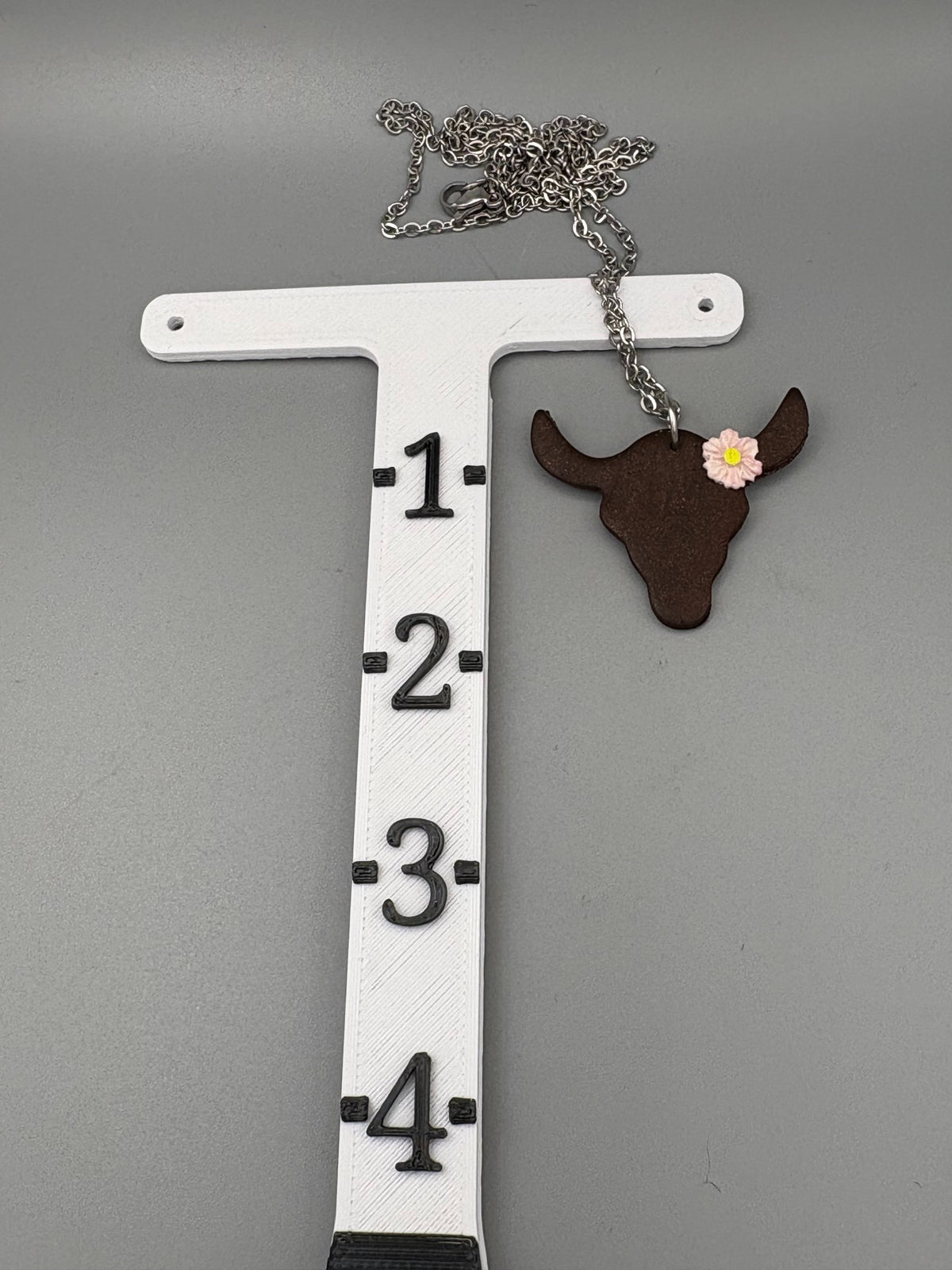 Steer with Pink Flower Necklace