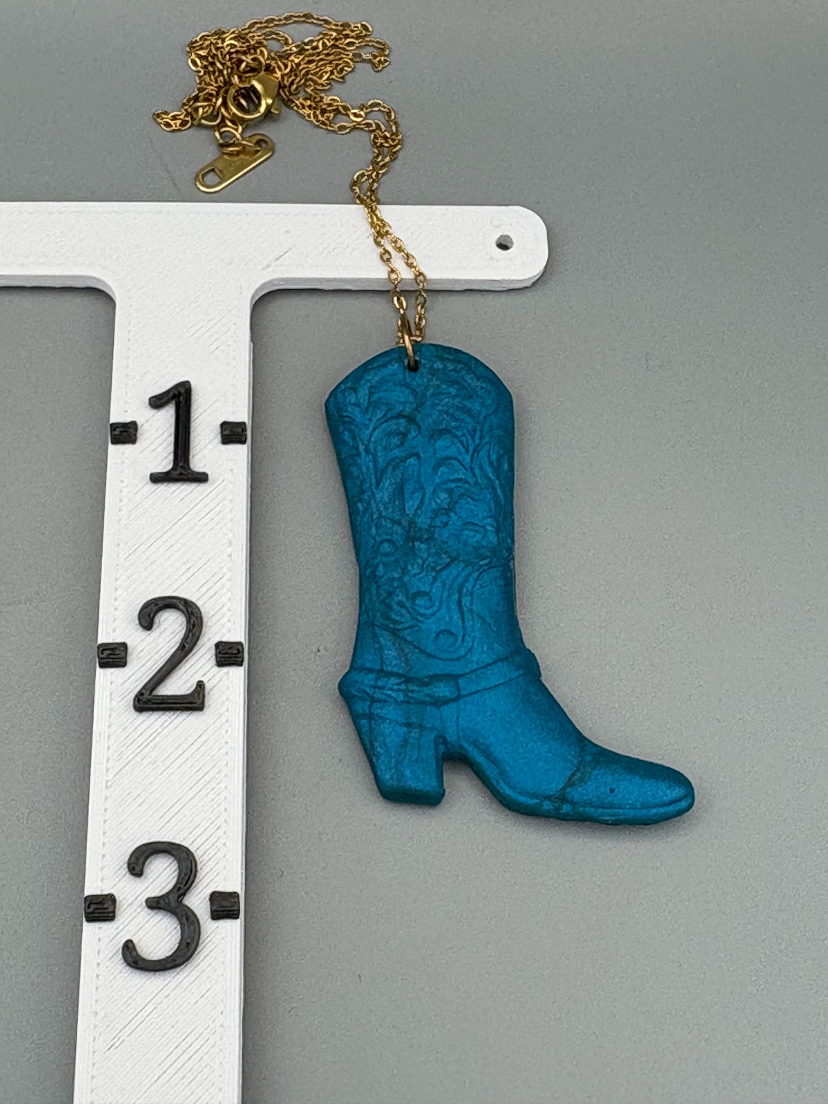 Teal Cowboy Boot Necklace