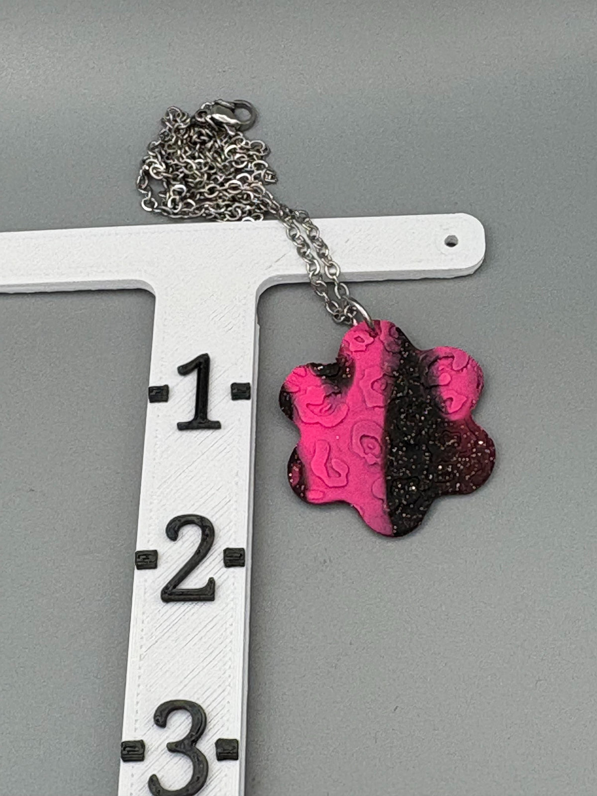 Pink & Black Leopard Necklace