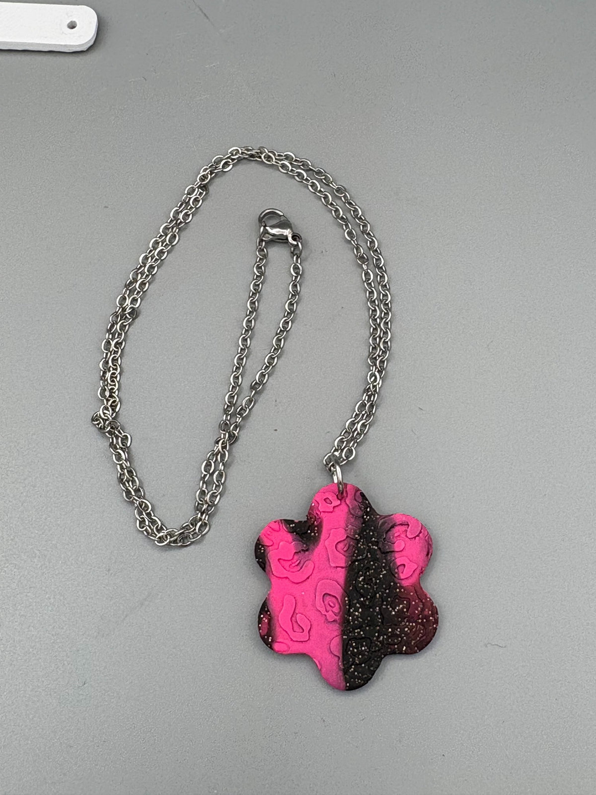 Pink & Black Leopard Necklace