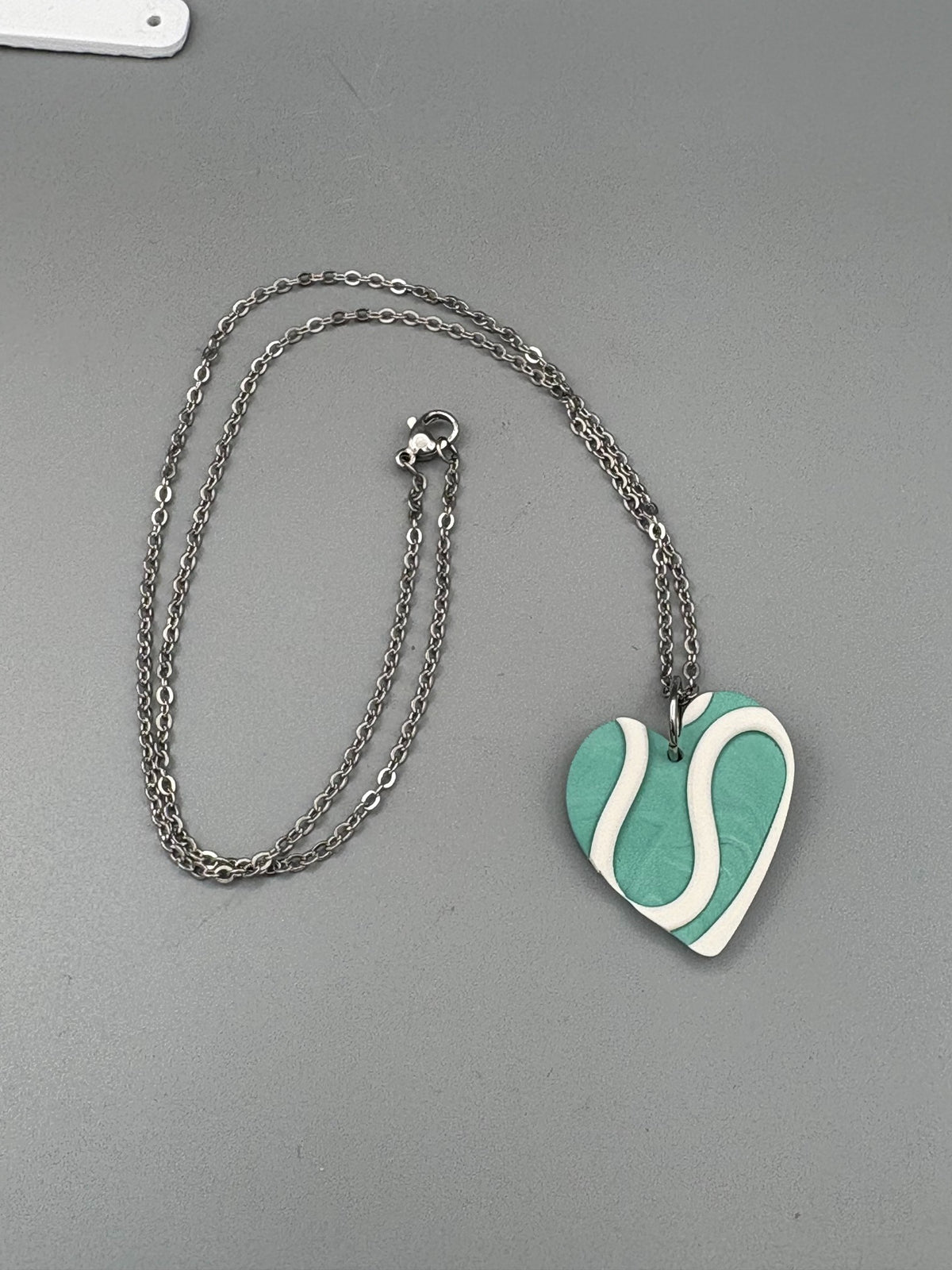 Sage & White Heart Necklace