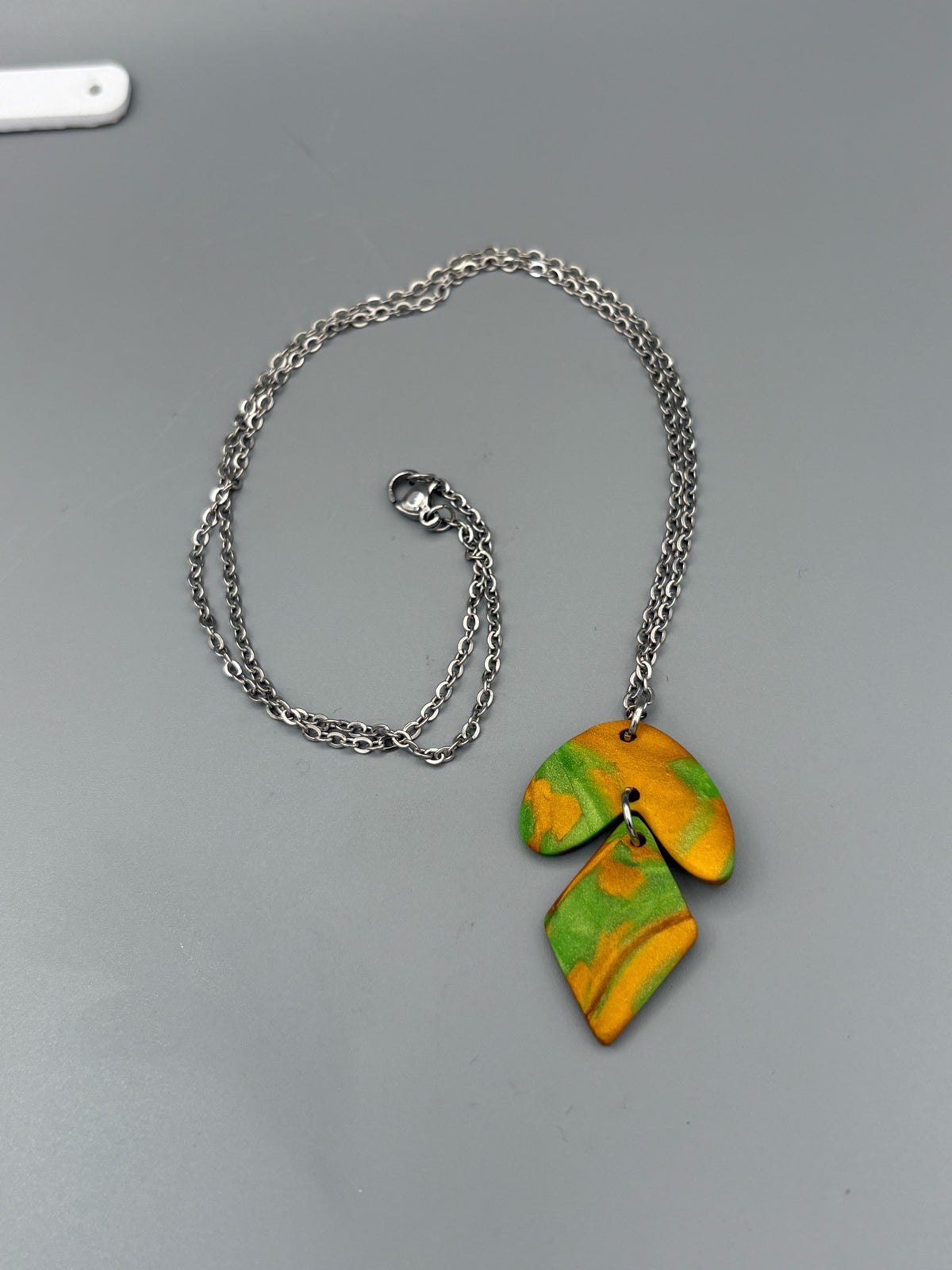 Green & Gold Curve & Diamond Necklace