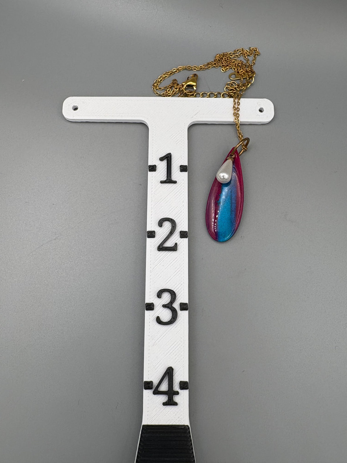 Purple & Teal Drop Necklace with Faux Pearl Charm