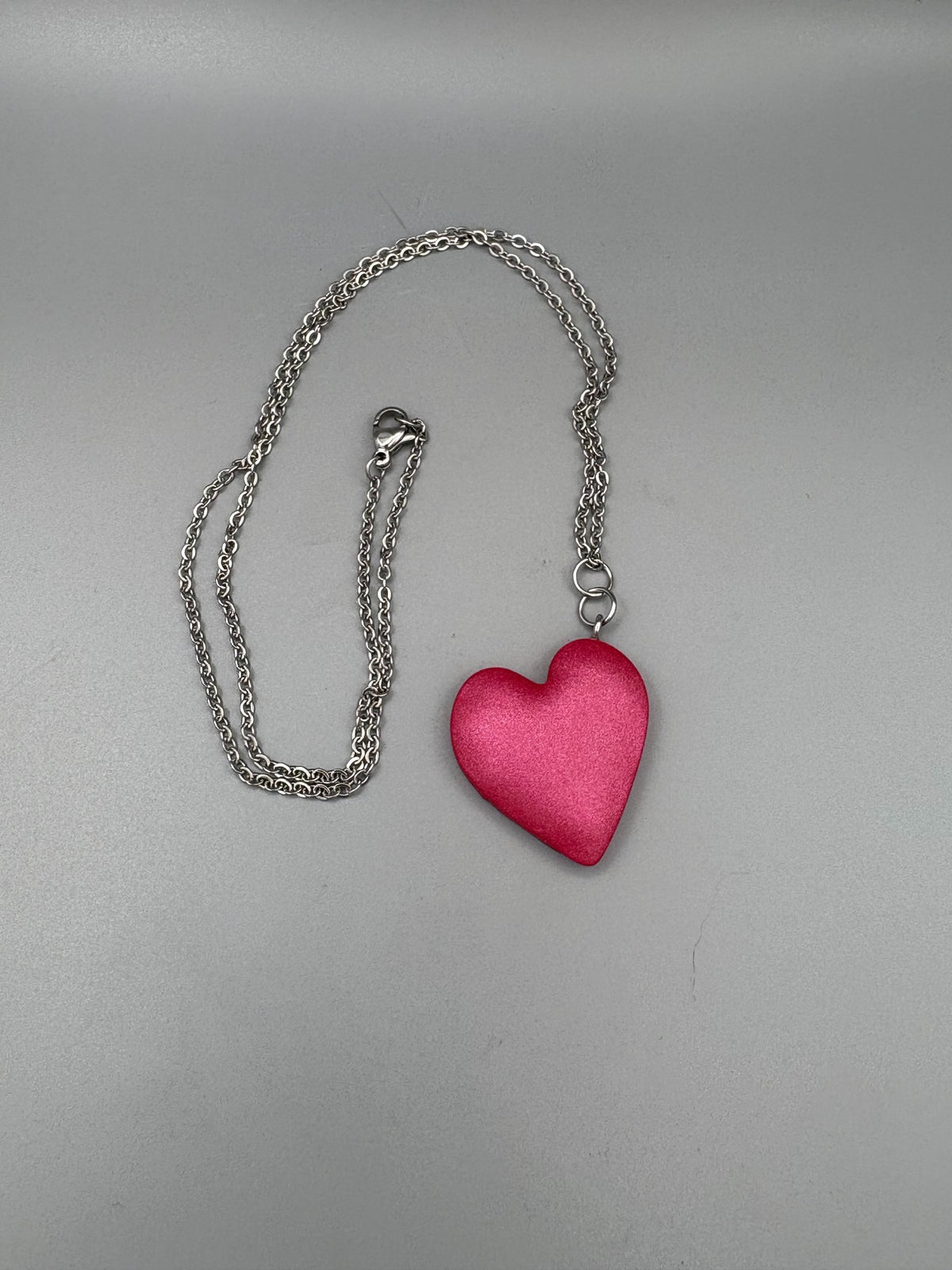 Pink Puffy Heart Necklace