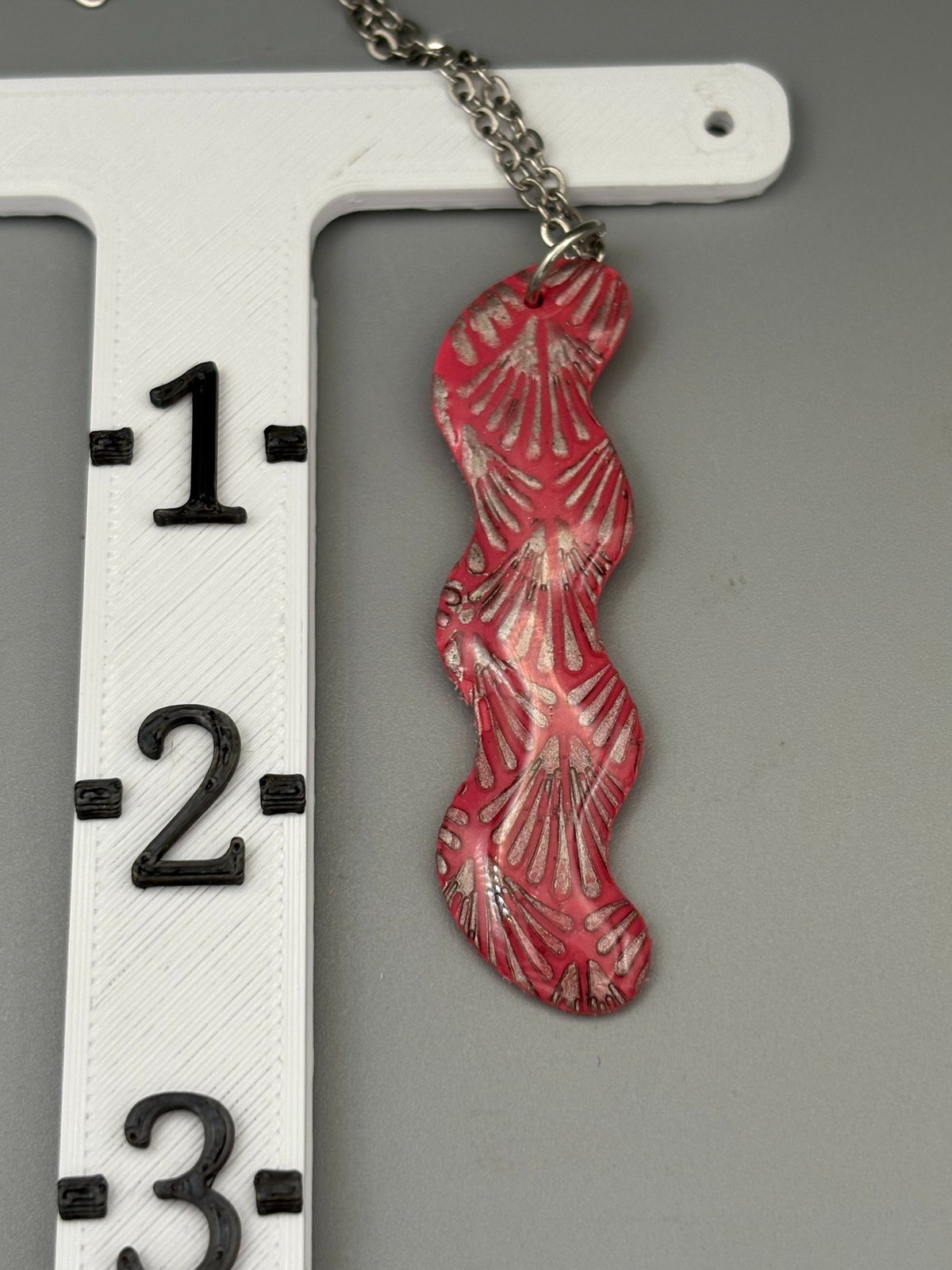 Pink Art Deco Squiggle Necklace