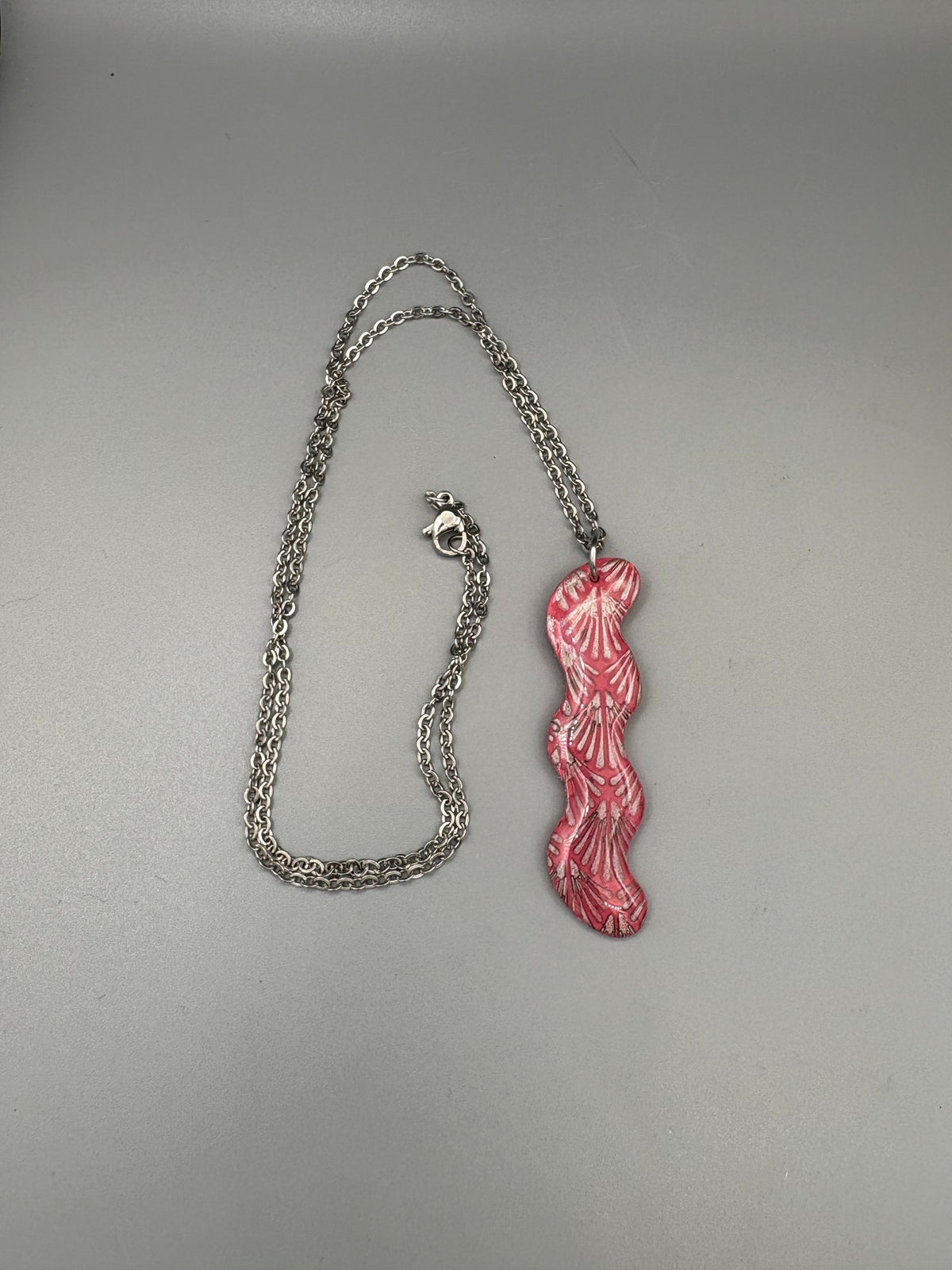 Pink Art Deco Squiggle Necklace