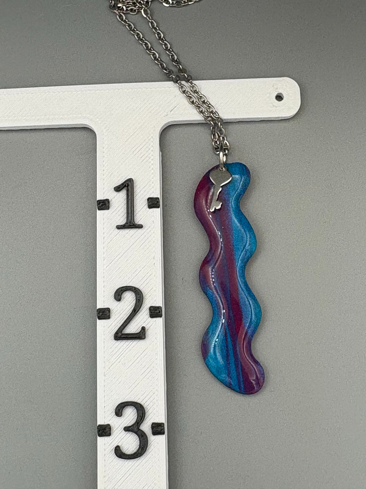 Purple & Teal Squiggle Necklace with Key Charm